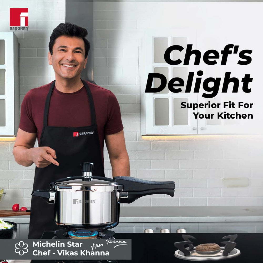 Bergner 2.0L Trimax Stainless Steel Outer Lid Pressure Cooker, Easy Locking - Induction Bottom ( 5-Year Warranty)