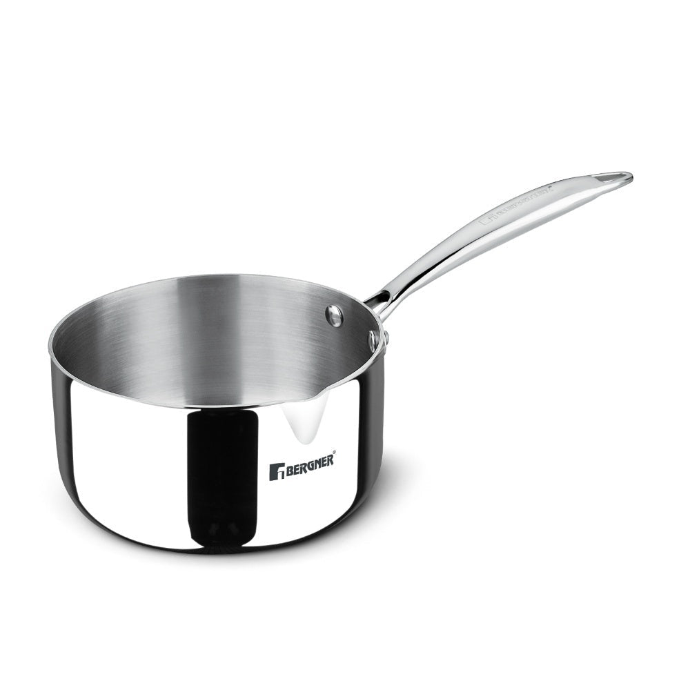 Bergner 18cm Argent Tri-Ply Stainless Steel Milkpan/Saucepan - Induction Bottom