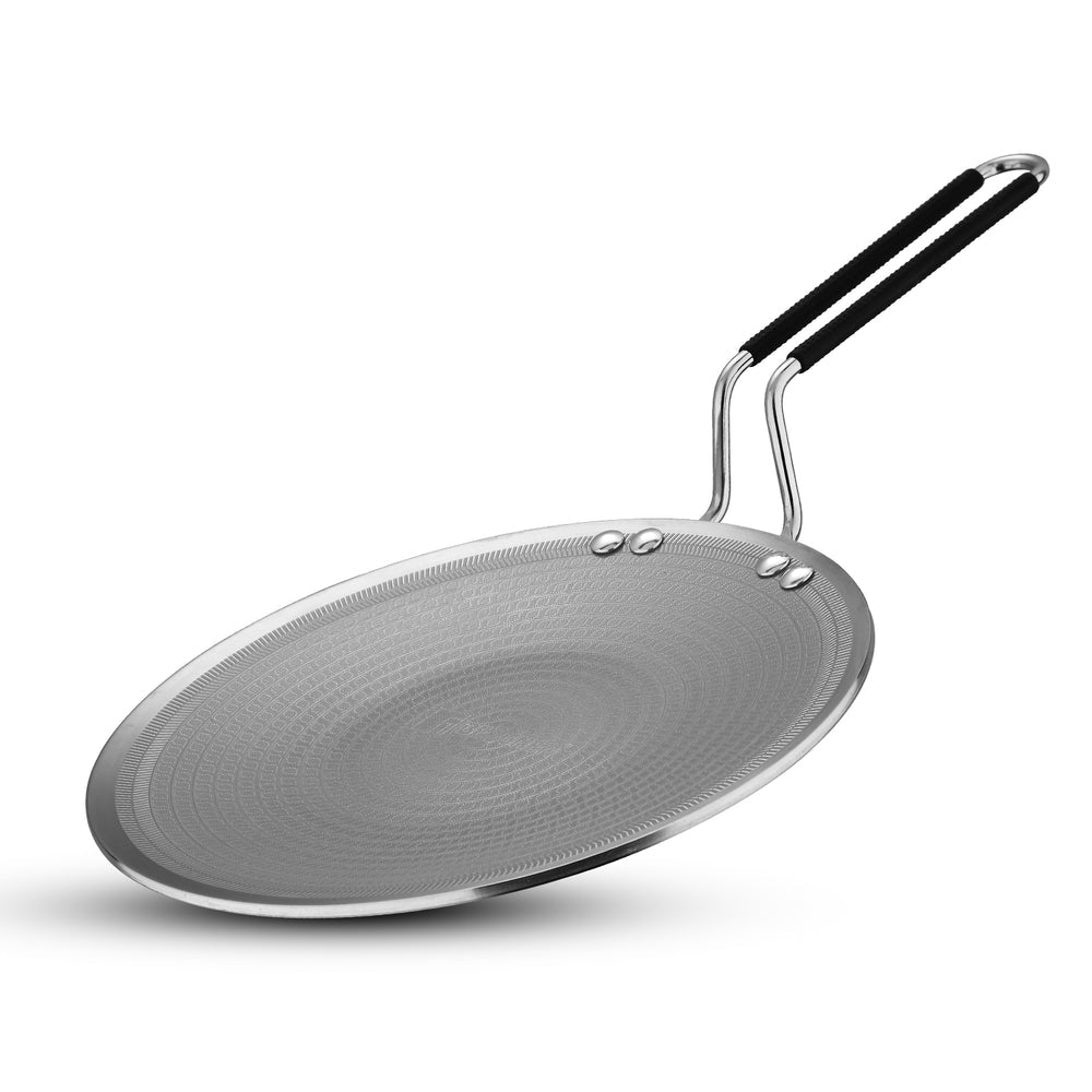 BERGNER Hi-Tech Giro X Ceramic 28cm Roti Tawa, Triply Roti Tawa with Ceramic Coating, PFOA/PTFE/PFAS Free, Non-Toxic, Healthy Cooking, Stay Cool Handle, Pan Protector Included - Induction Bottom