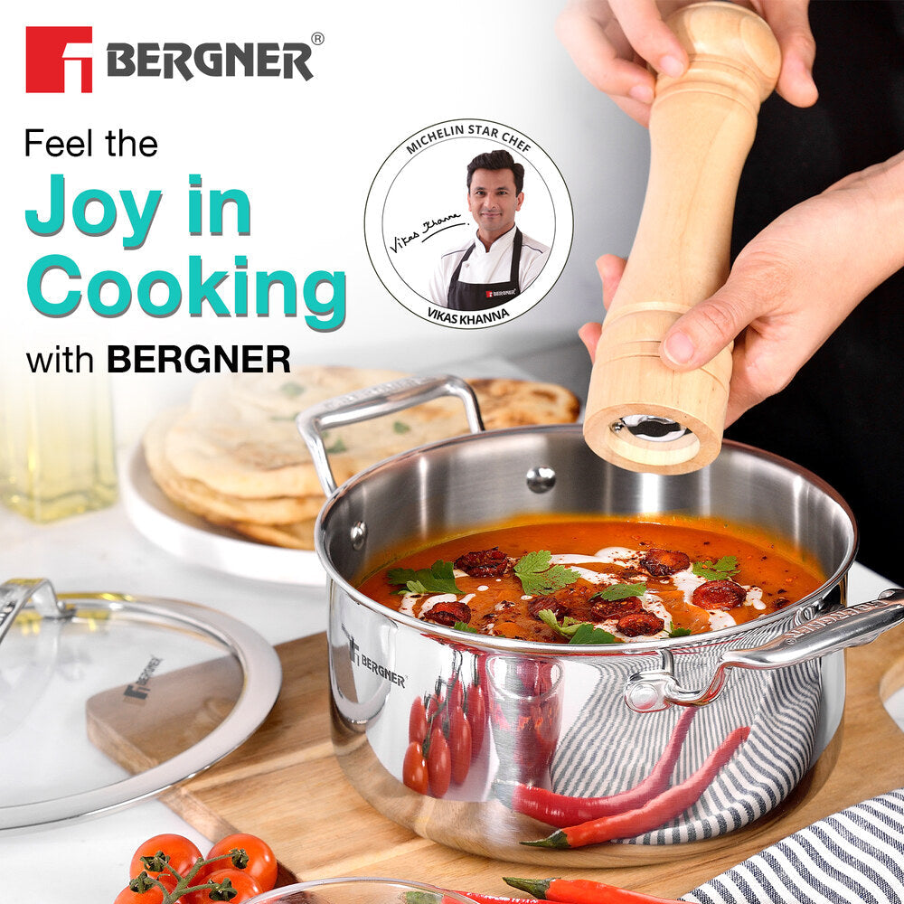 Bergner Hi-Tech Giro X Ceramic 28cm (8.2 L) Casserole with Glass Lid, Ceramic Coating, Metal Spatula Safe, PFOA/PTFE/PFAS Free, Less Oil Use, Healthy Cooking, Pan Protector Included - Induction Bottom