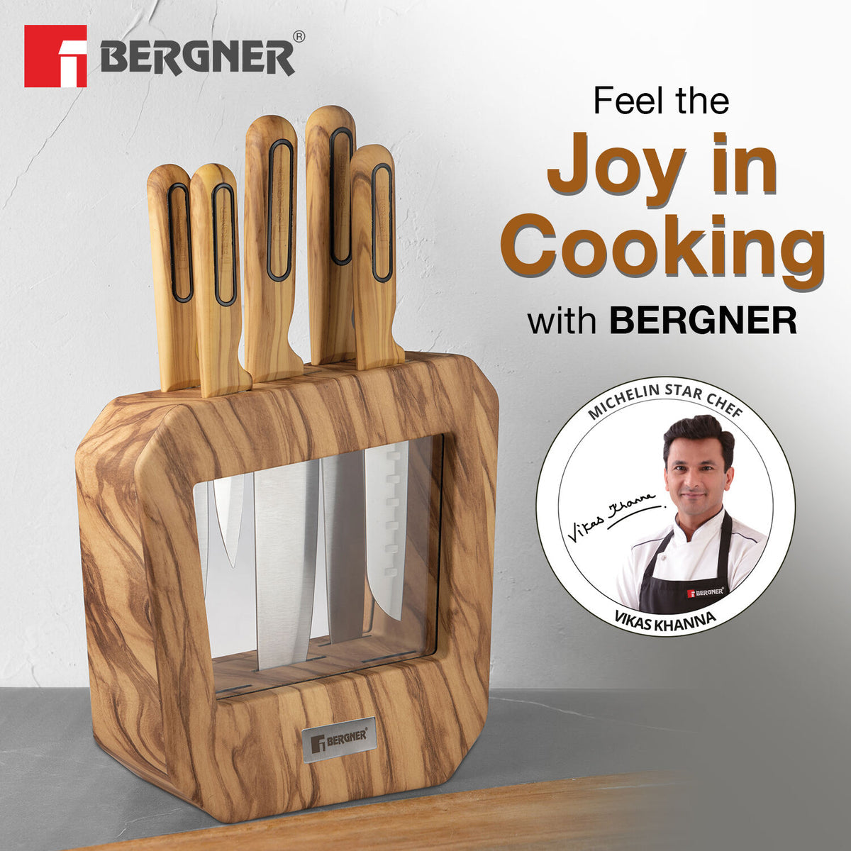 Bergner Olive Garden Stainless Steel 6 Pcs Knife Set