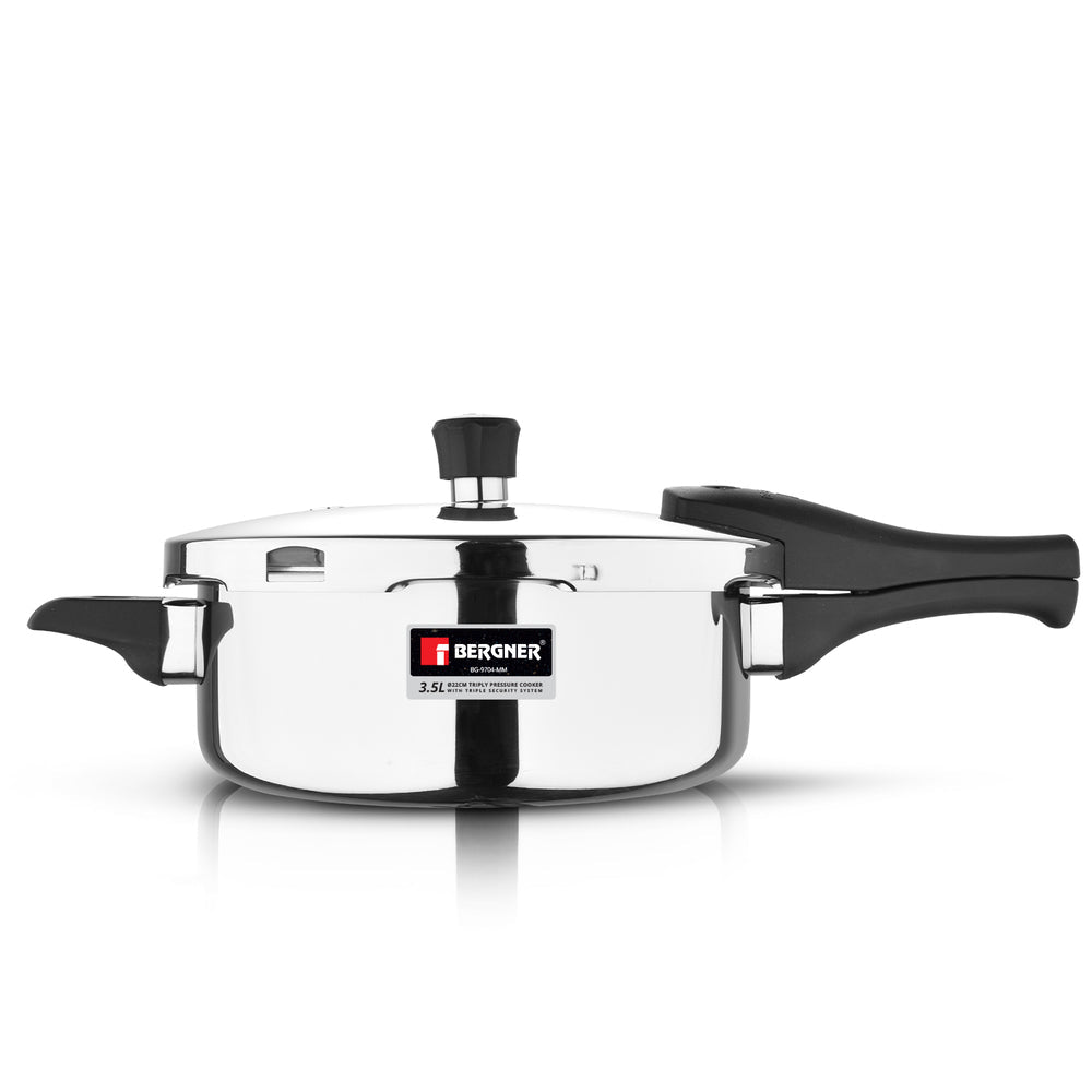 Bergner 3.5L Argent Elements Tri-Ply Stainless Steel Outer Lid Pressure Pan, Tri-Ply Induction Bottom