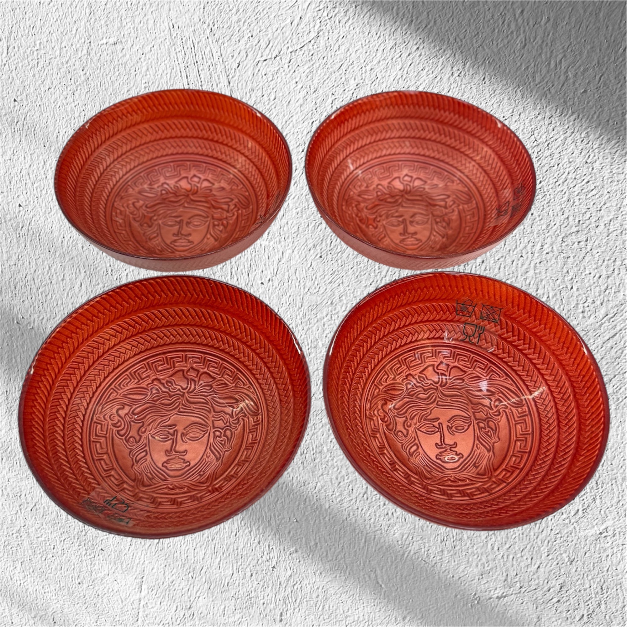 Versace 4 pcs serving bowl set red gold