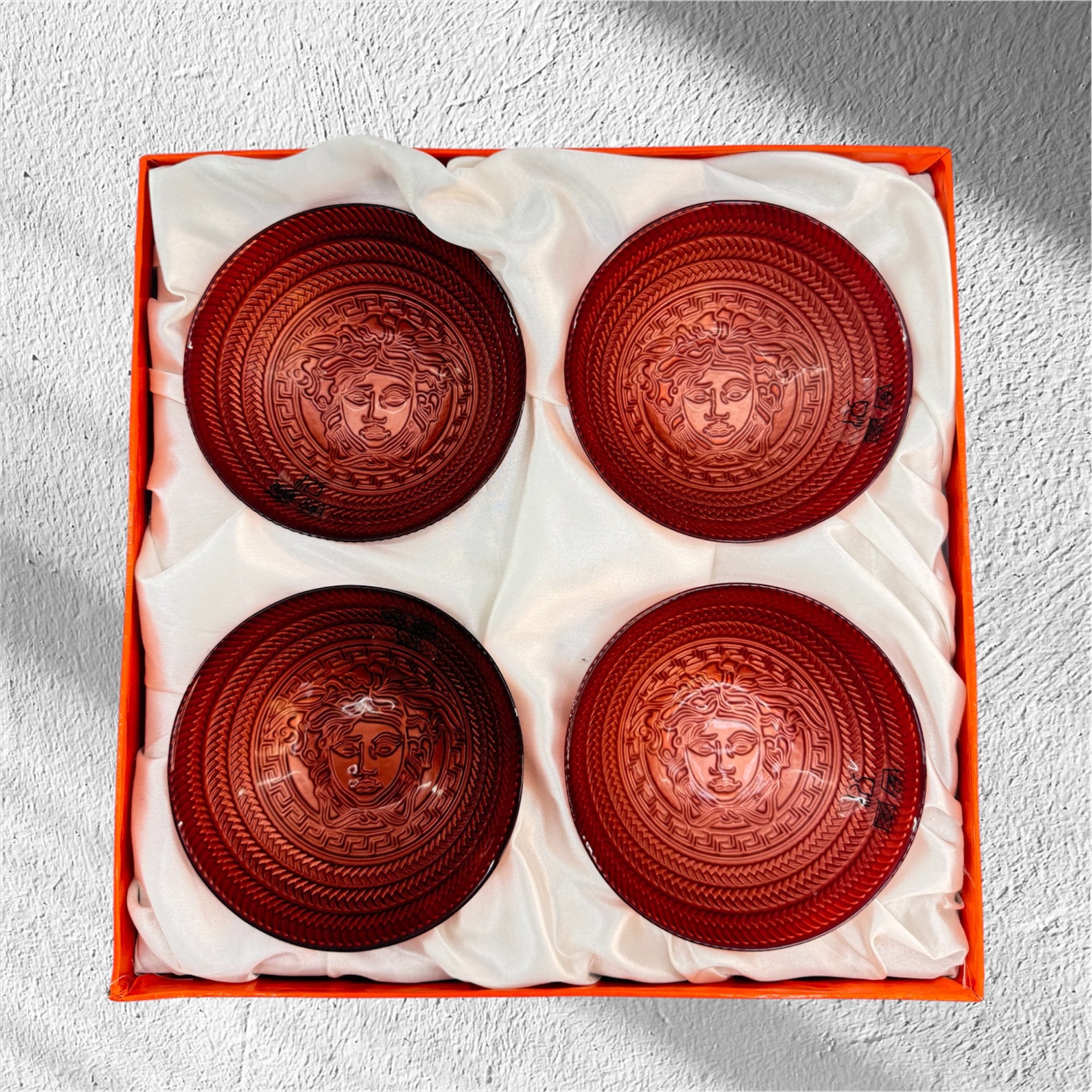 Versace 4 pcs serving bowl set red gold