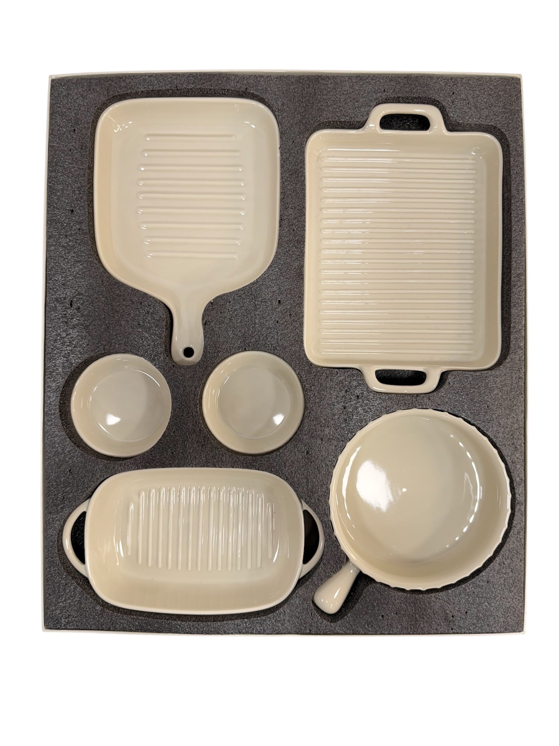 Ceramic platter set 6 pcs (ivory)