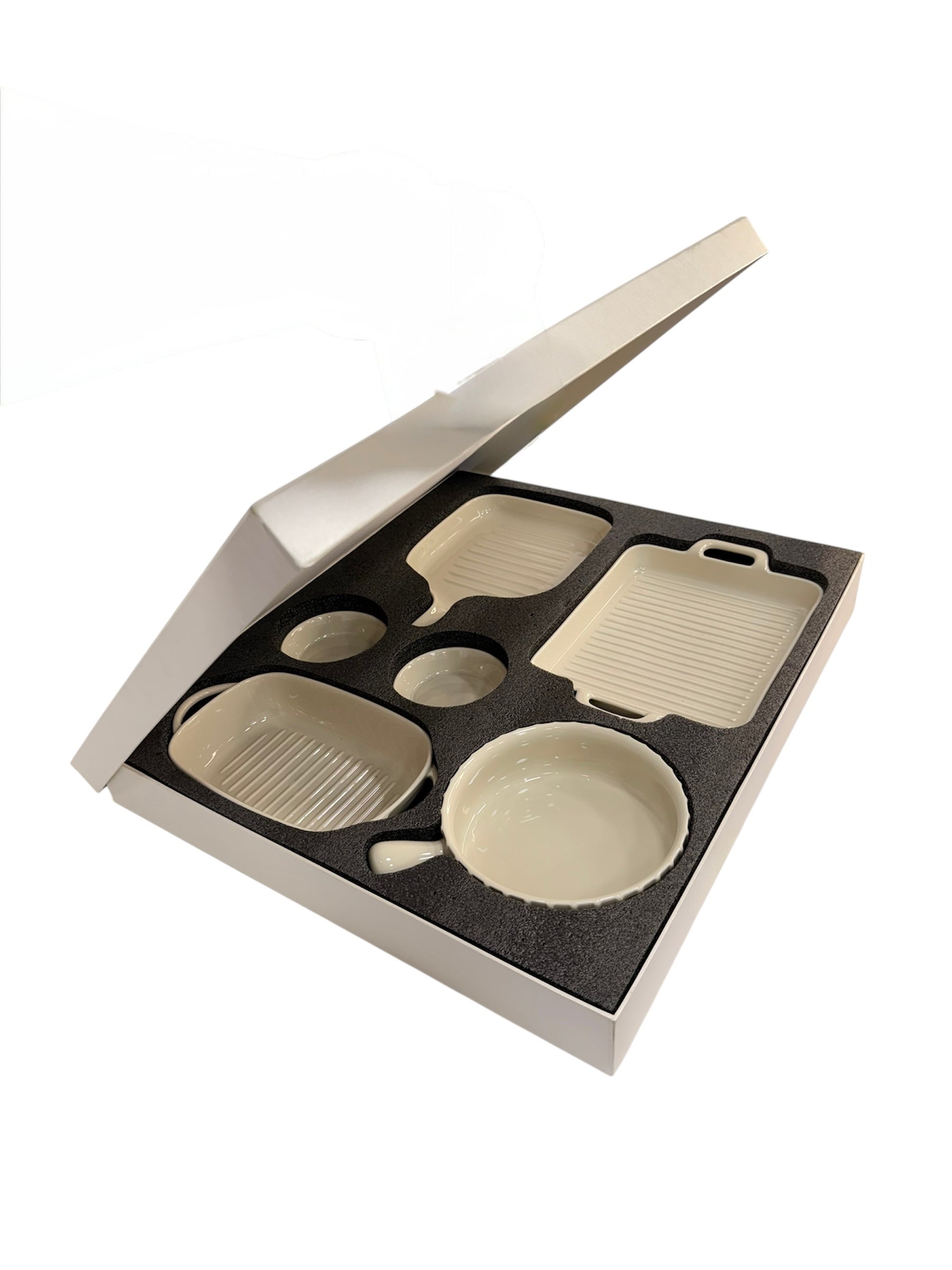 Ceramic platter set 6 pcs (ivory)