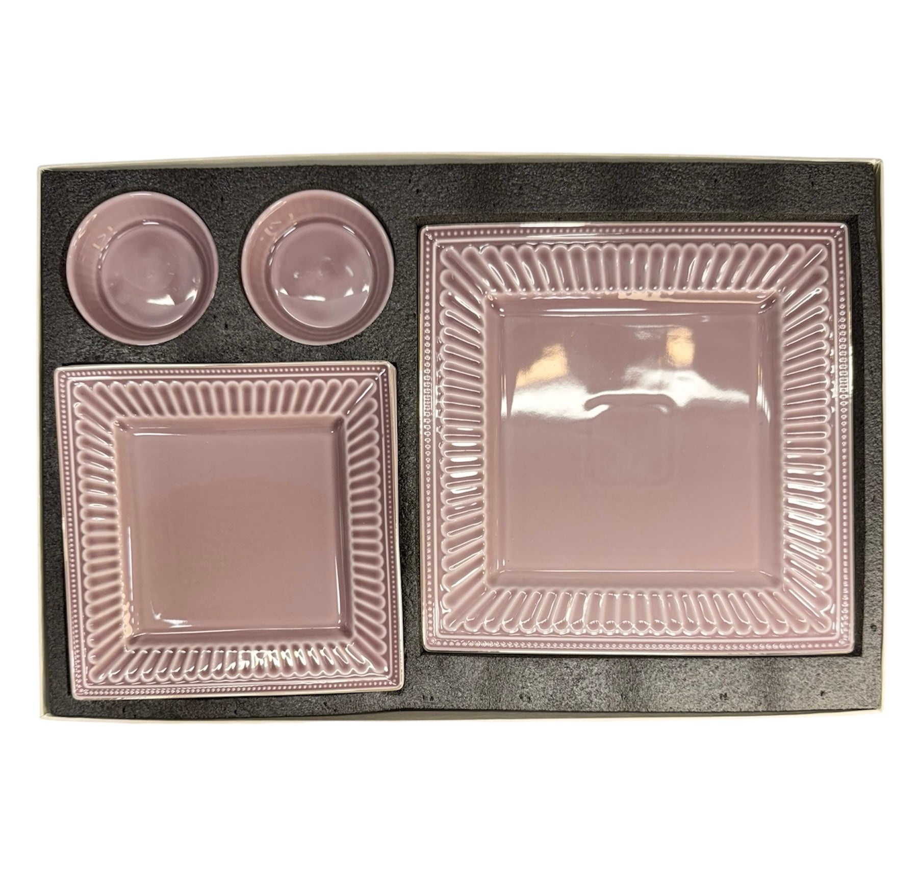 Vintage 9 pcs gold ceramic snack set pink
