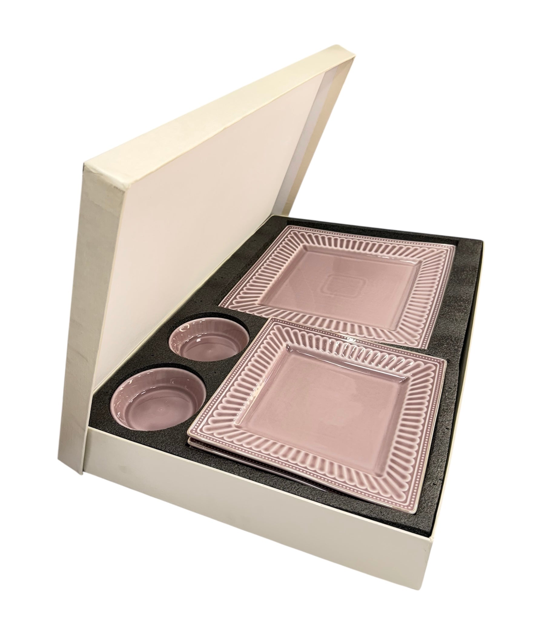 Vintage 9 pcs gold ceramic snack set pink
