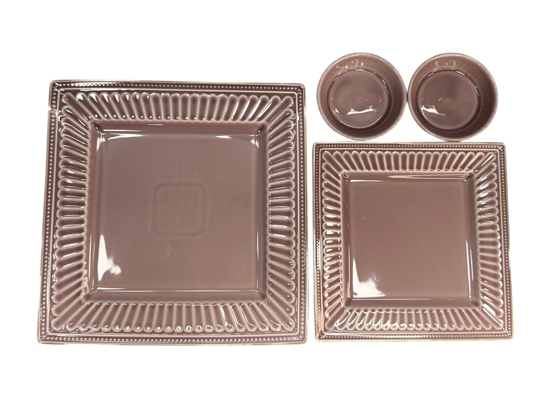 Vintage 9 pcs gold ceramic snack set pink
