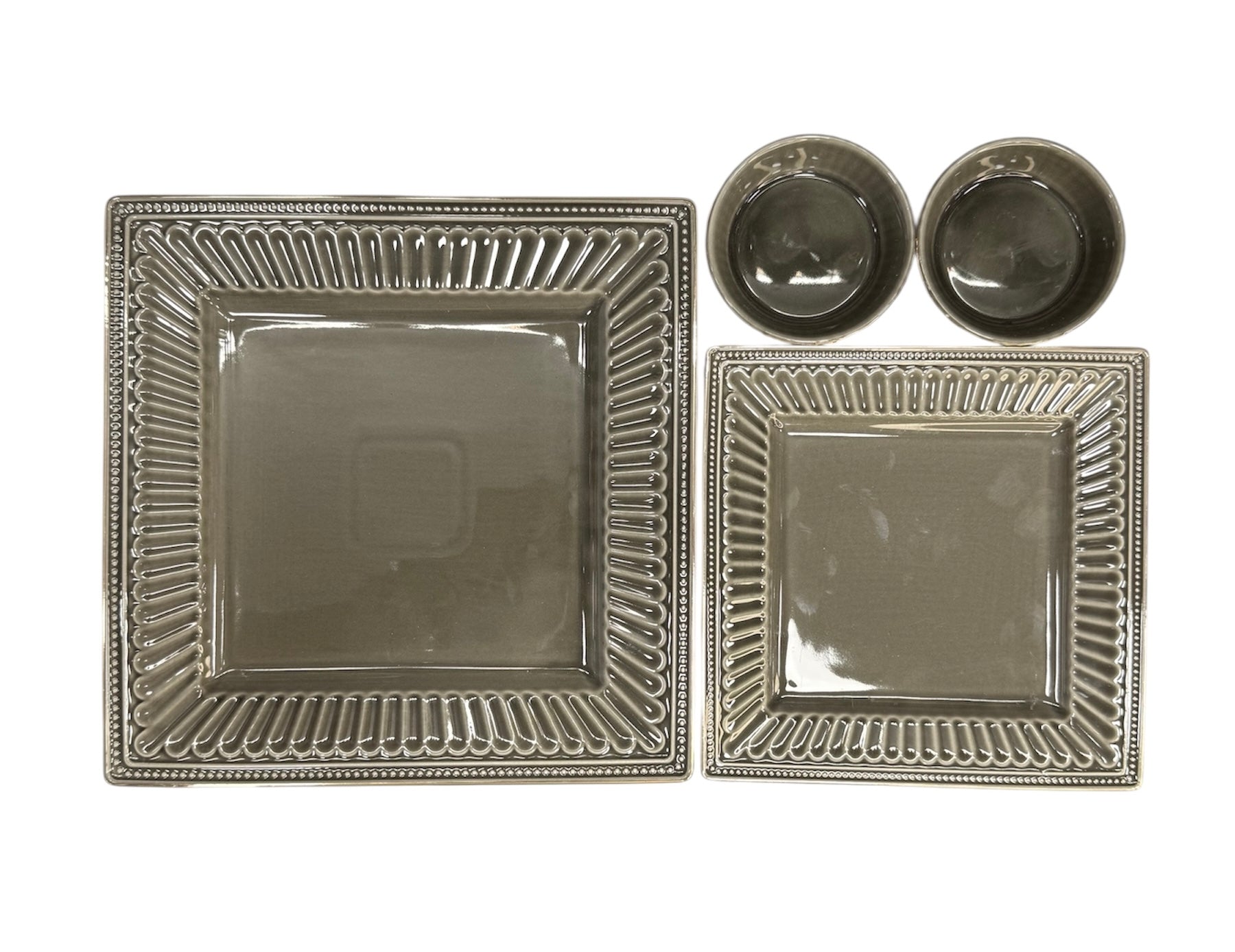Vintage 9 pcs gold ceramic snack set Green