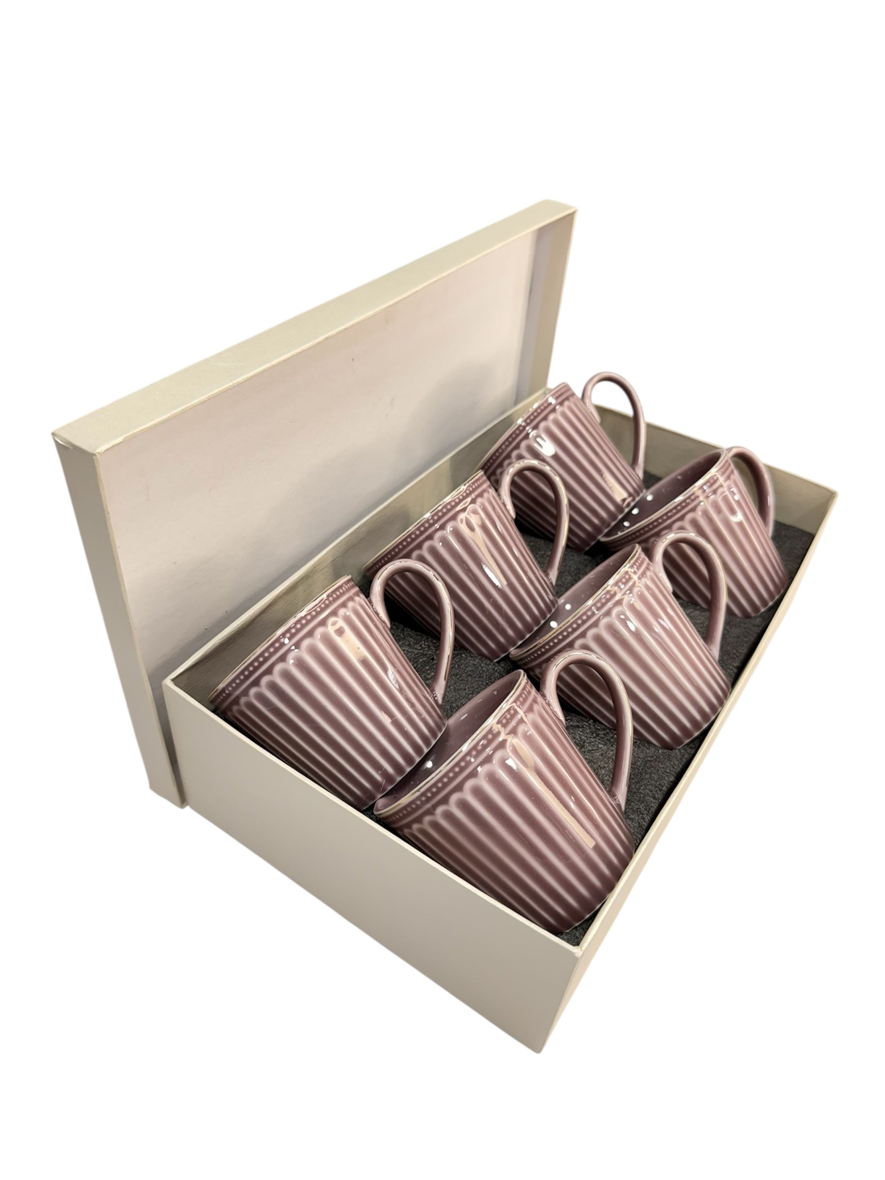 Vintage gold ceramic 6 pcs cup set pink