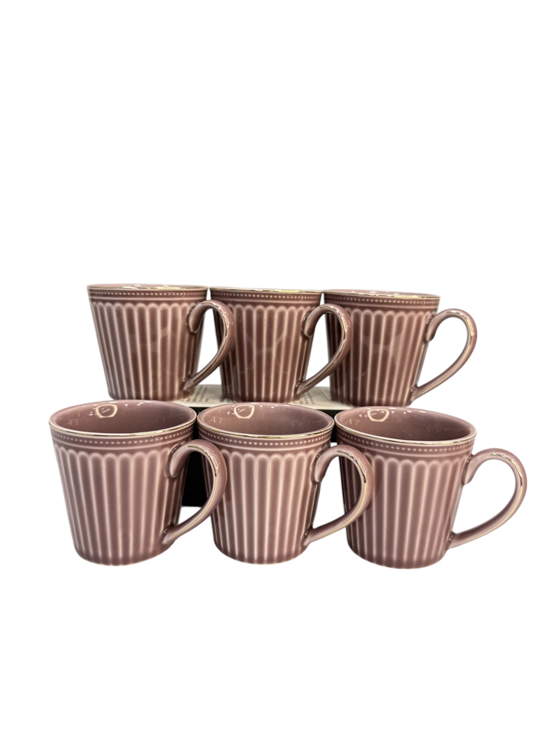 Vintage gold ceramic 6 pcs cup set pink