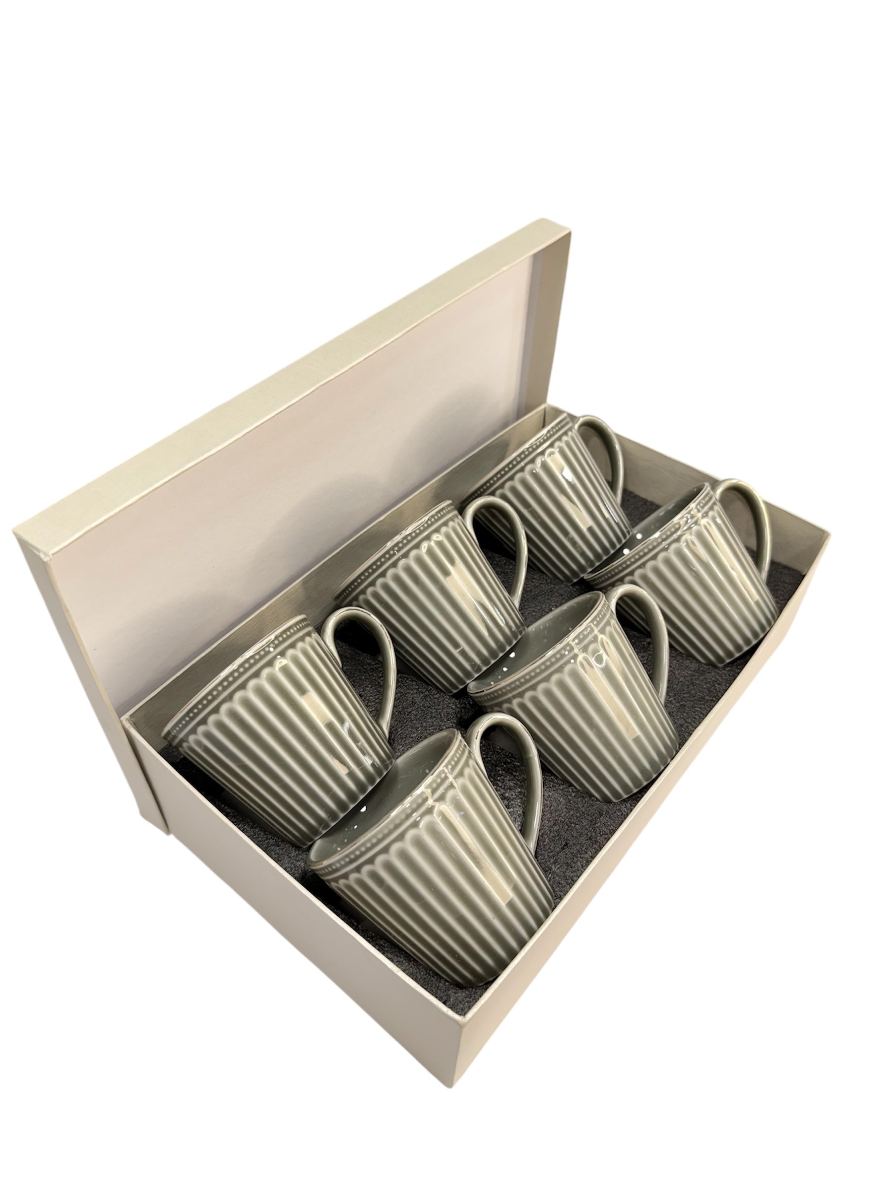 Vintage gold ceramic 6 pcs cup set green
