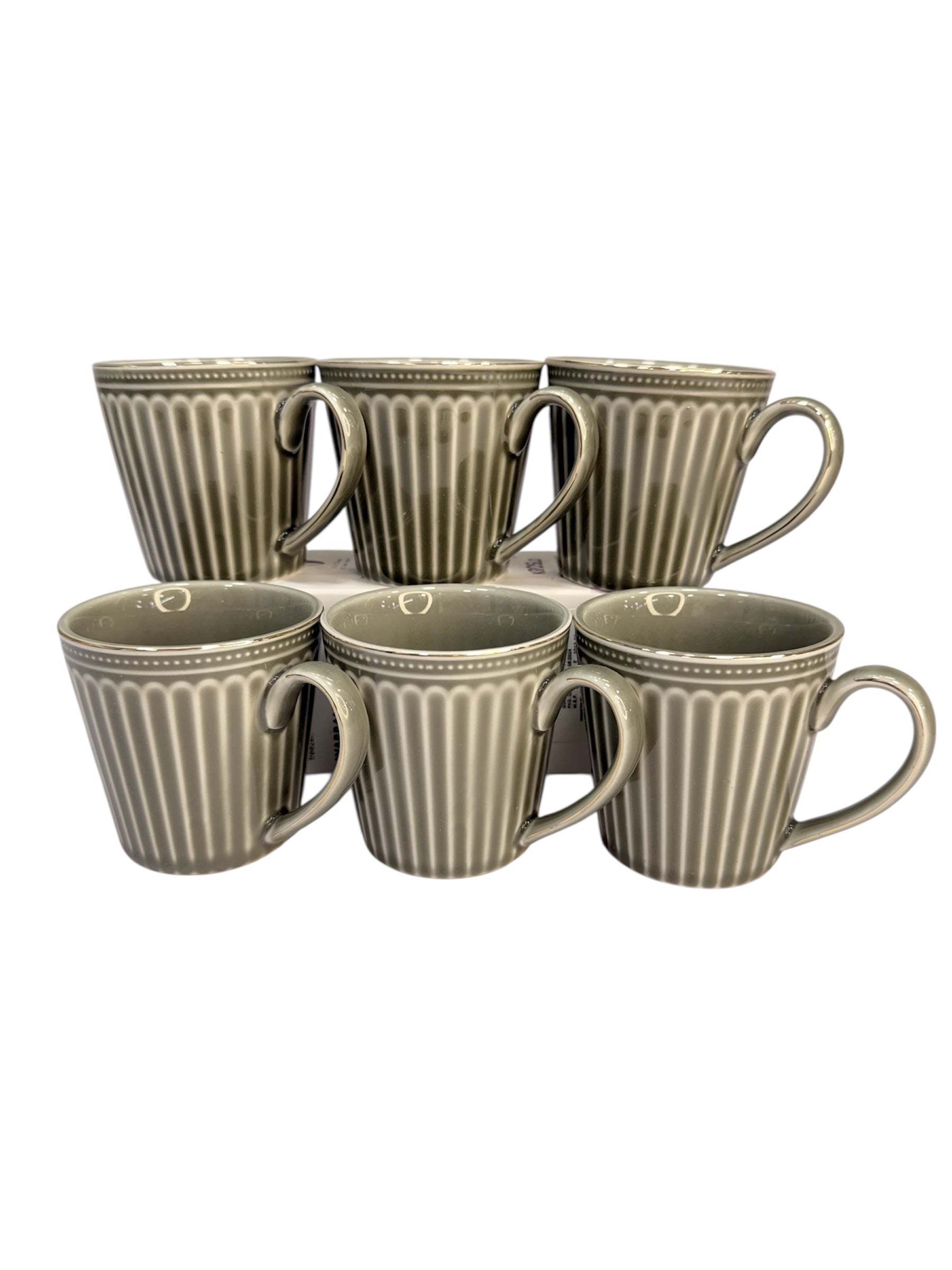 Vintage gold ceramic 6 pcs cup set green