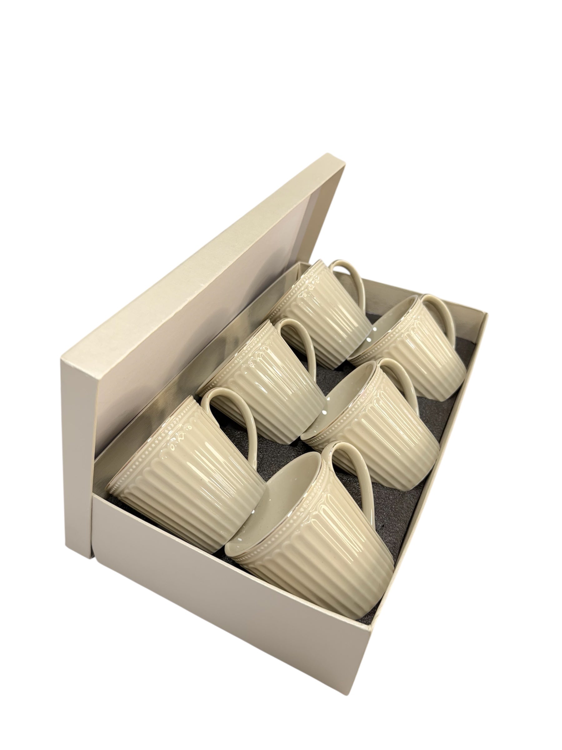 Vintage gold ceramic 6 pcs cup set ivory