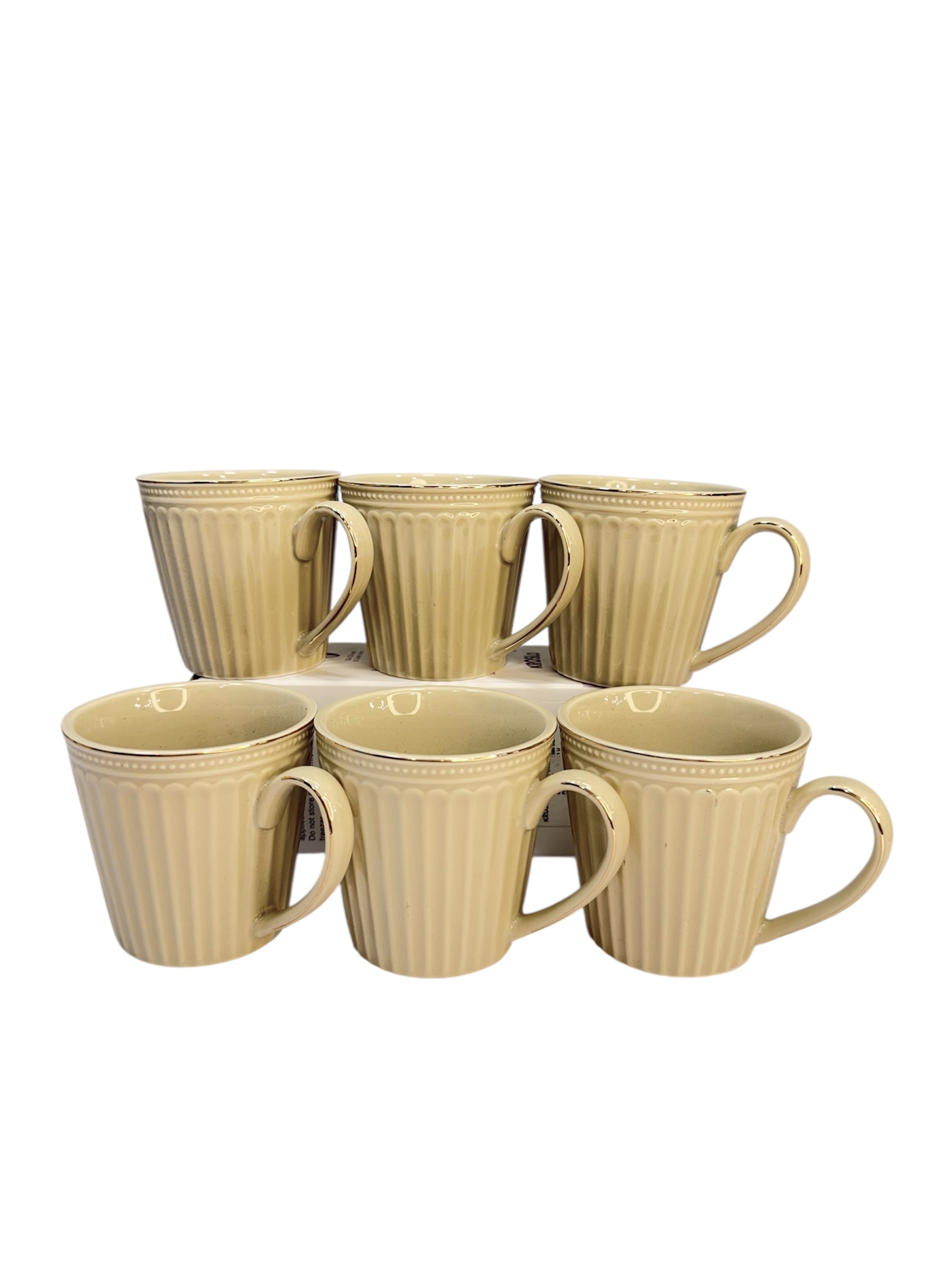 Vintage gold ceramic 6 pcs cup set ivory