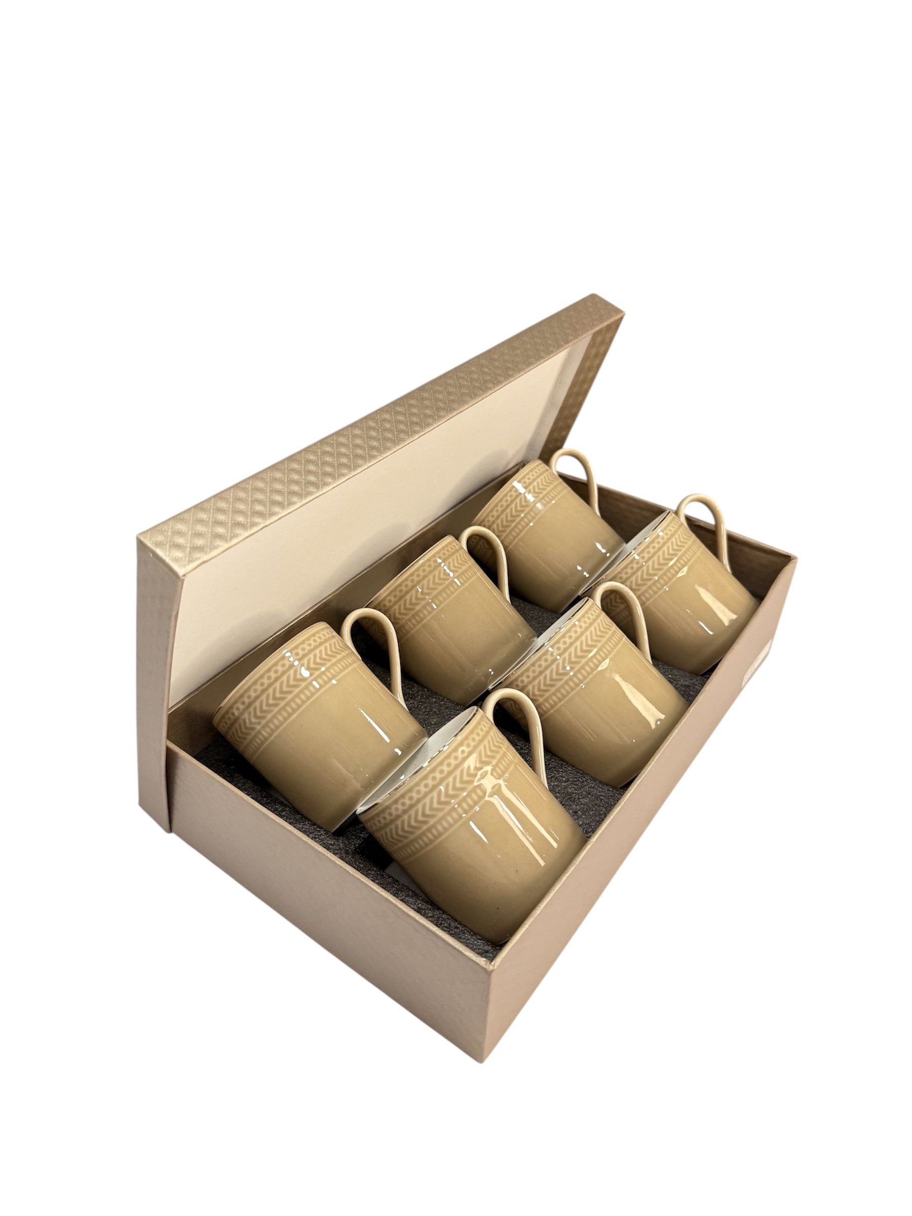 Modern gold ceramic 6 pcs cup set brown