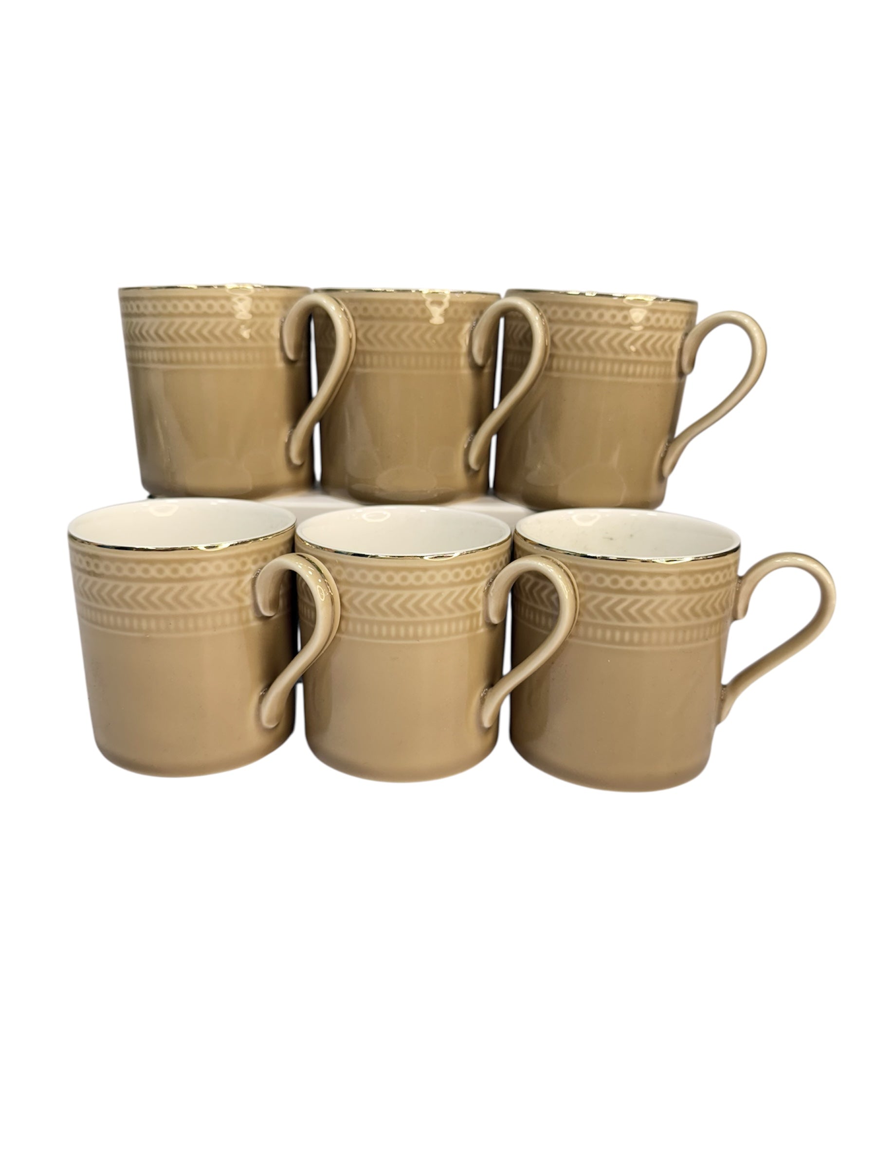 Modern gold ceramic 6 pcs cup set brown