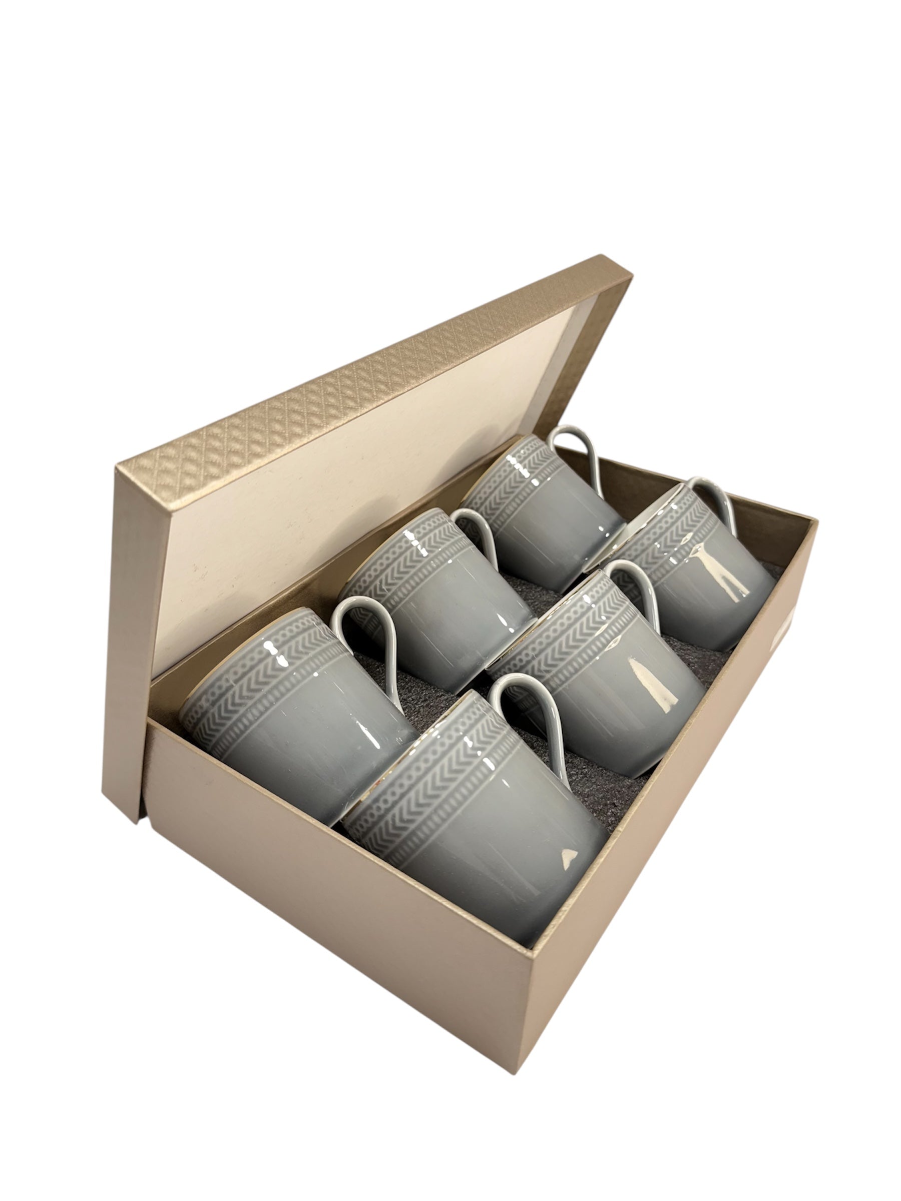 Modern gold ceramic 6 pcs cup set Grey