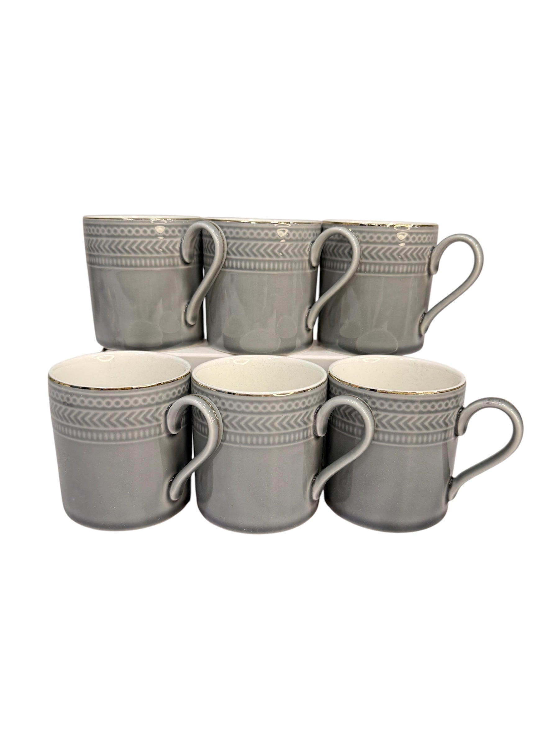 Modern gold ceramic 6 pcs cup set Grey