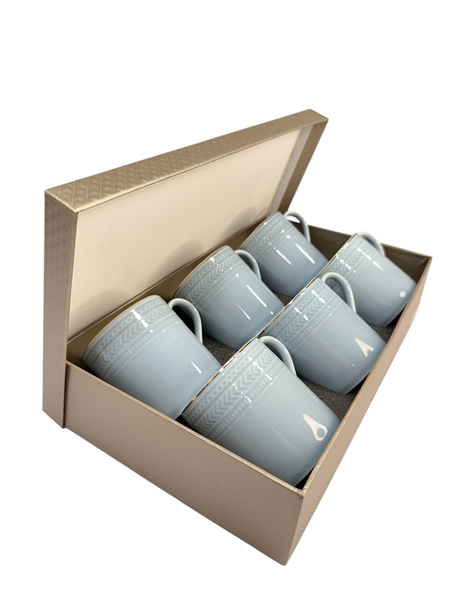 Modern gold ceramic 6 pcs cup set Blue