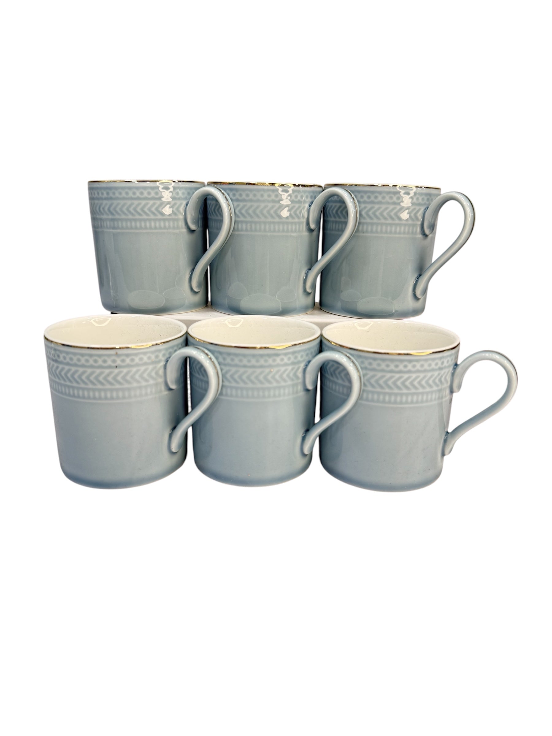 Modern gold ceramic 6 pcs cup set Blue