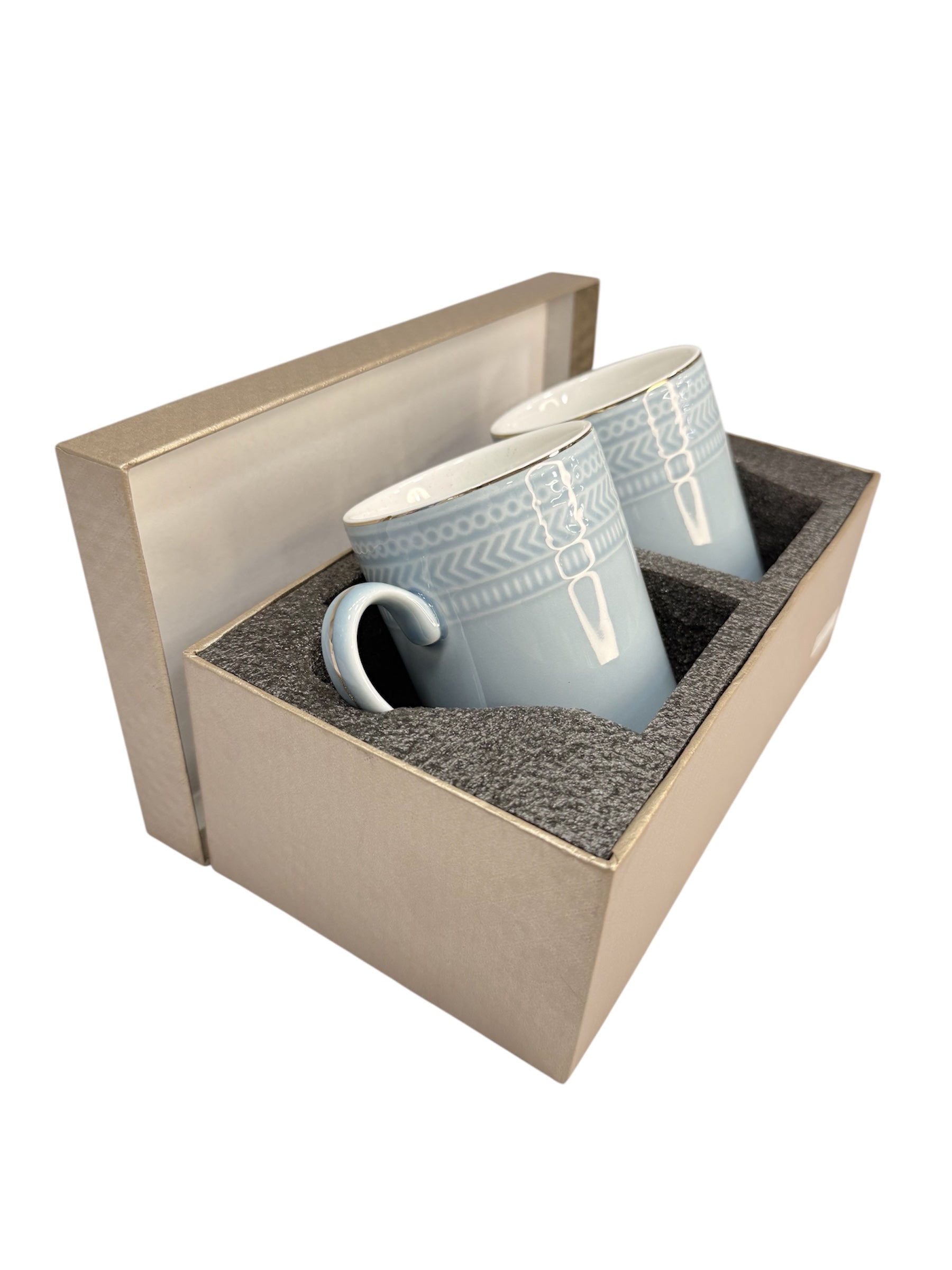 Modern gold ceramic 2 pcs mug set blue