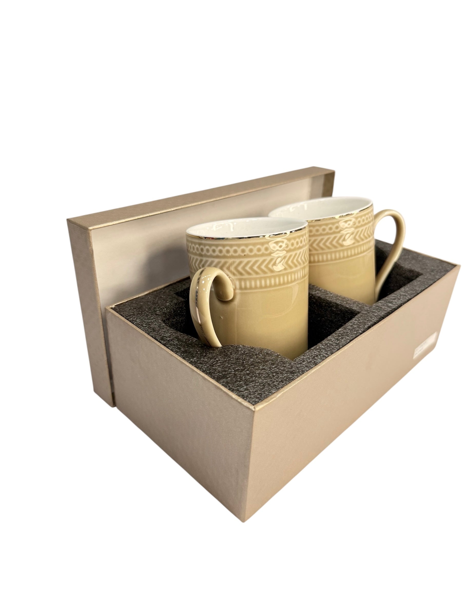 Modern gold ceramic 2 pcs mug set brown