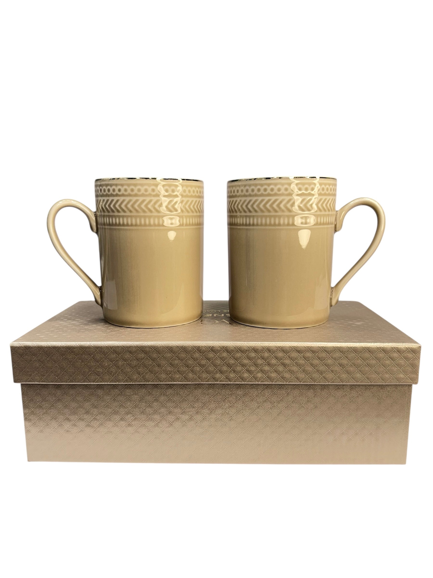 Modern gold ceramic 2 pcs mug set brown