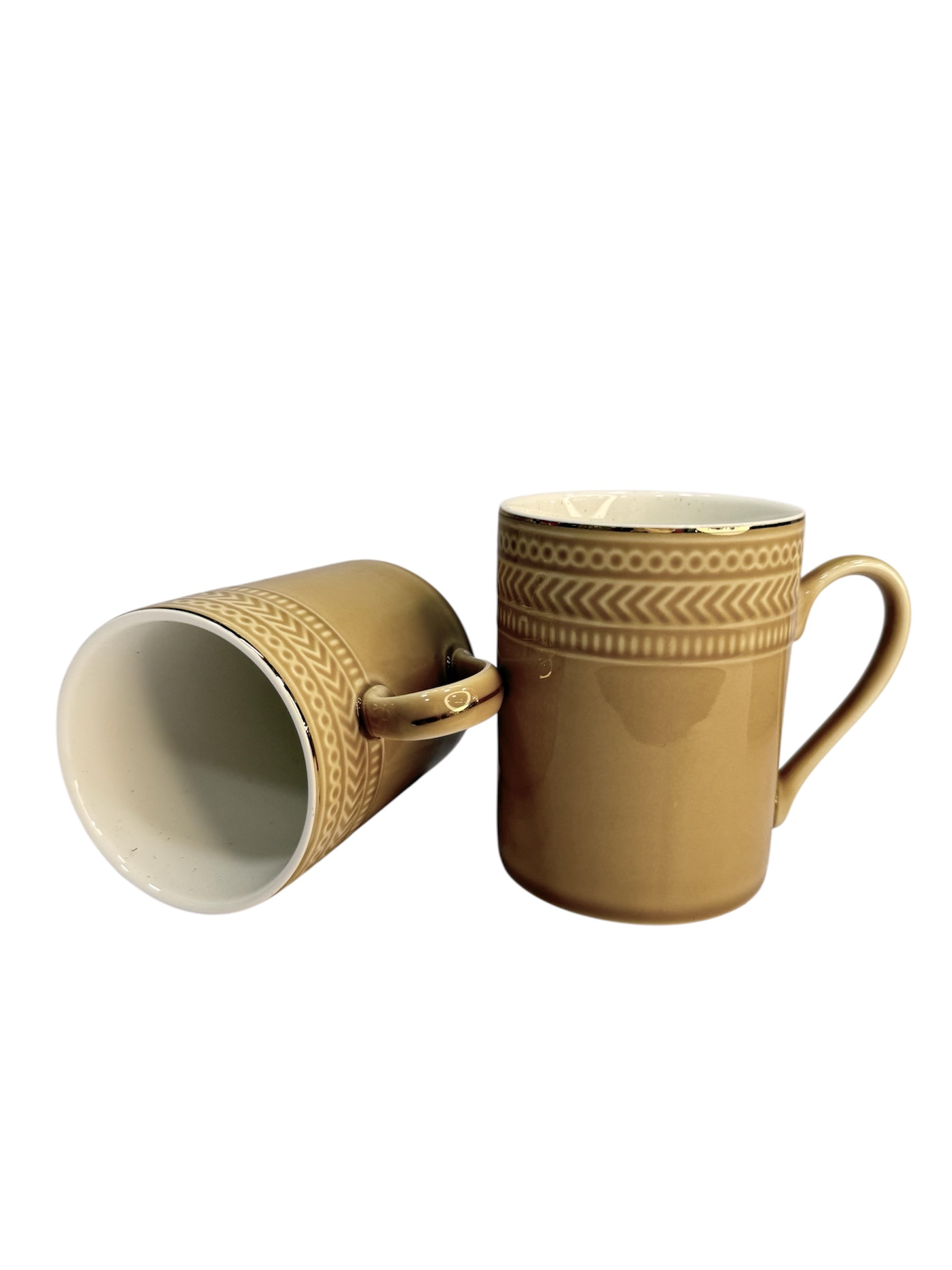 Modern gold ceramic 2 pcs mug set brown