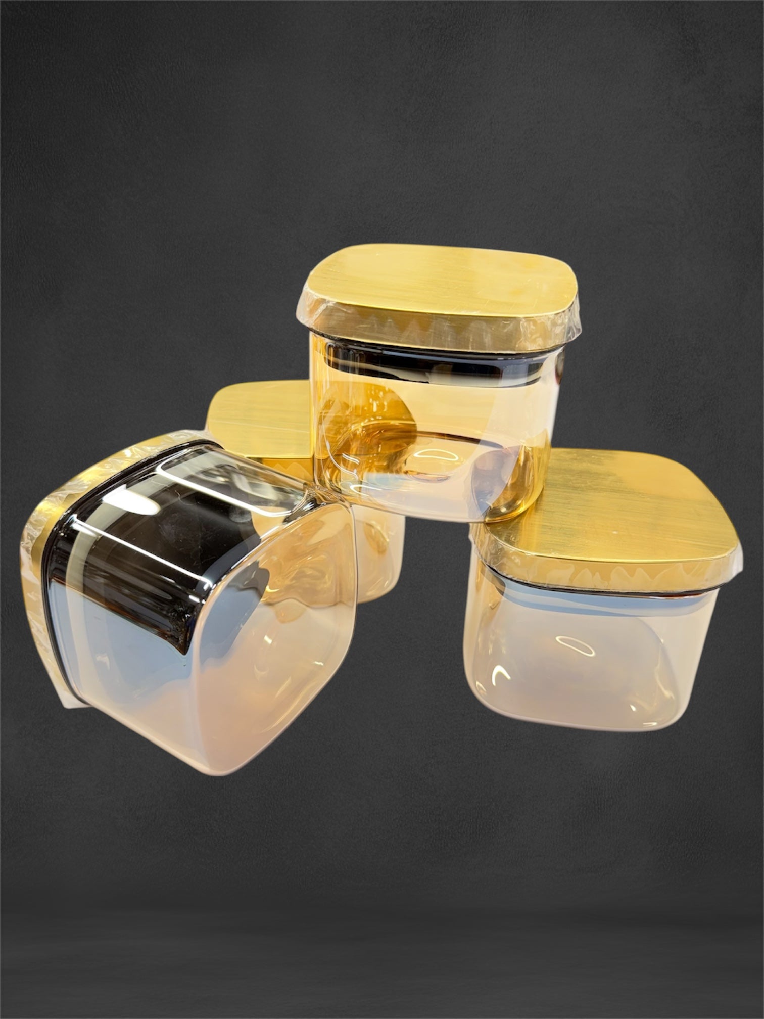 Horse candy 4 pcs glass jar with horse stand