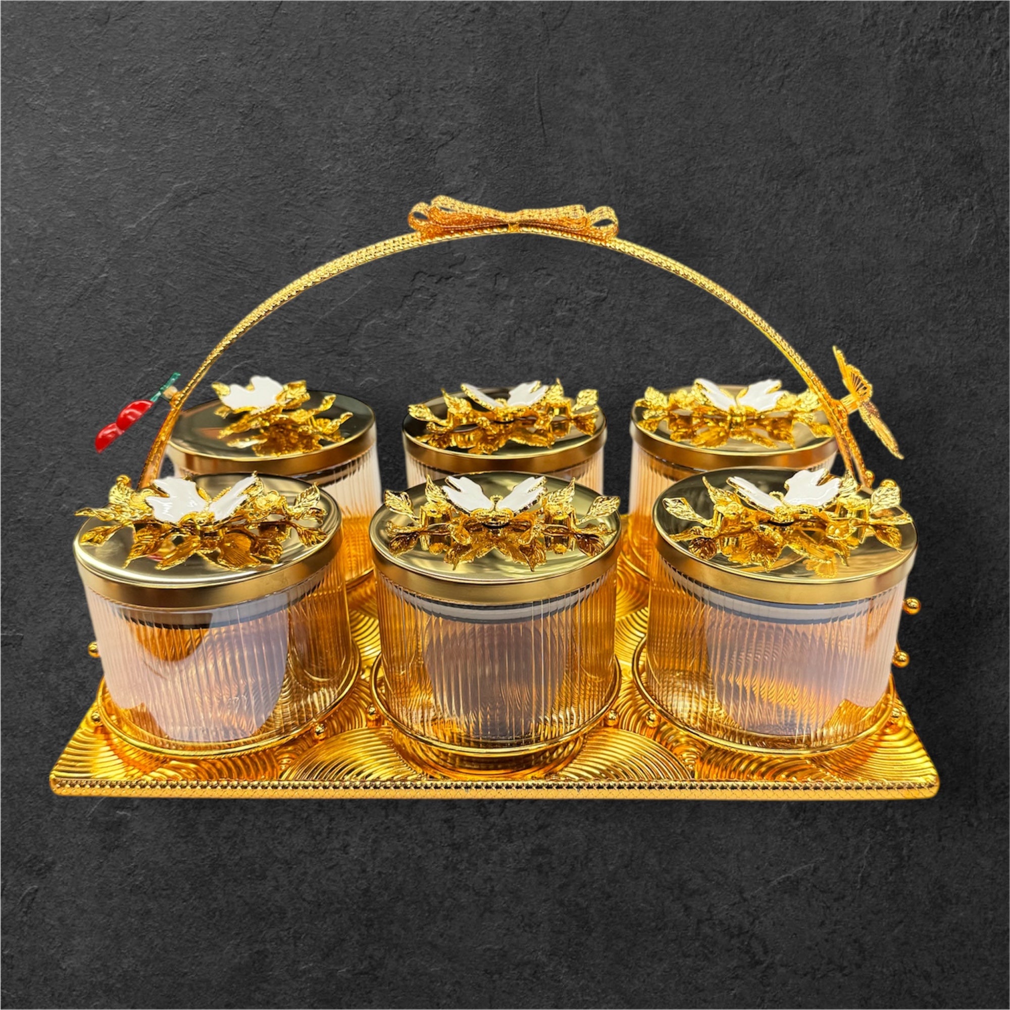 6 pcs glass jar candy with stand