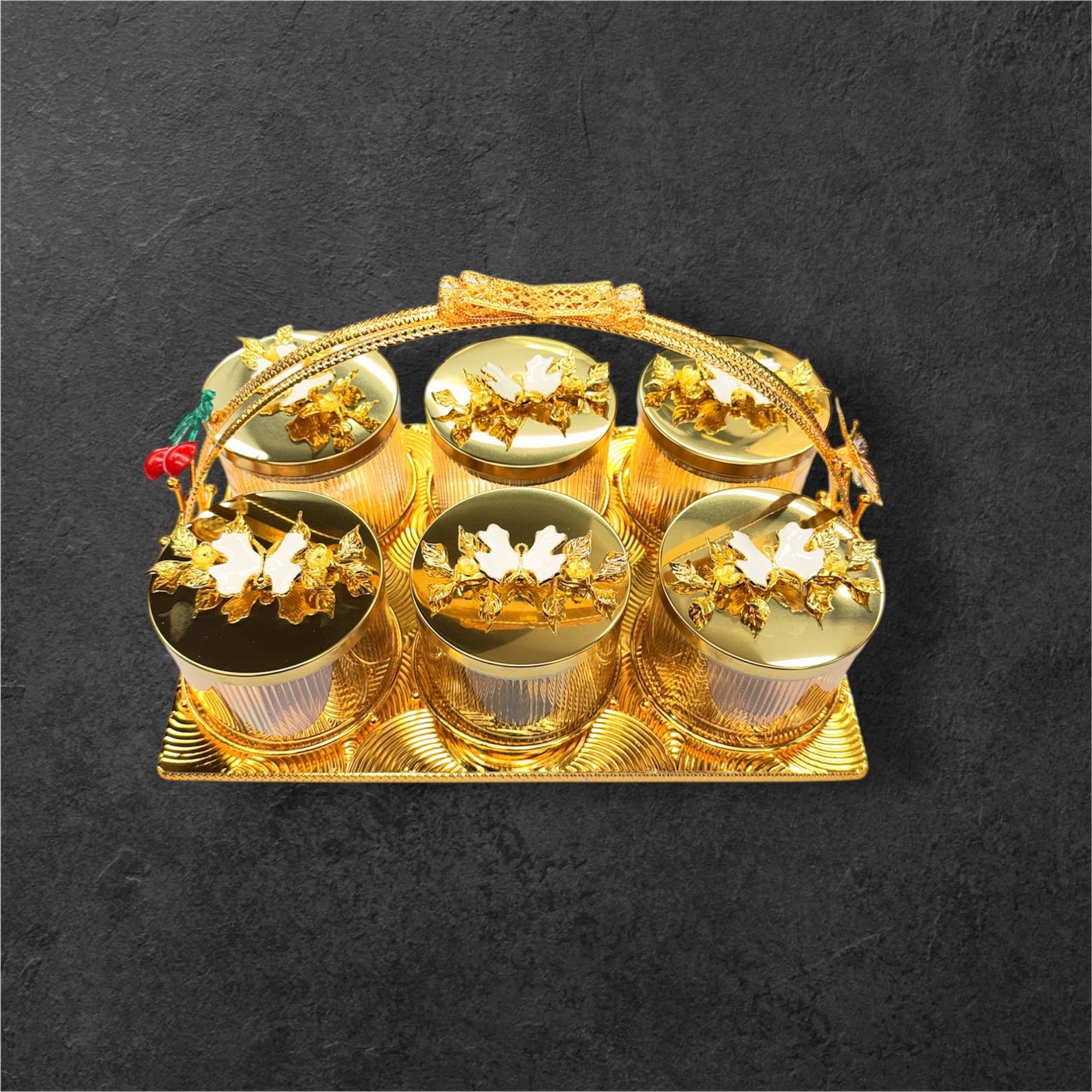 6 pcs glass jar candy with stand