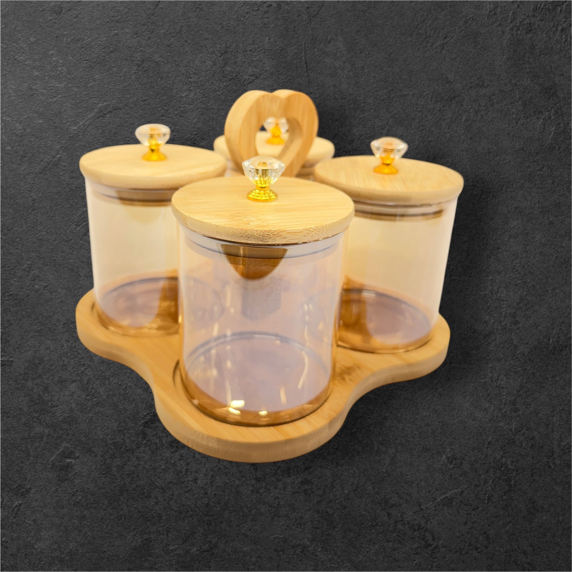 4 pcs glass jar heart candy
