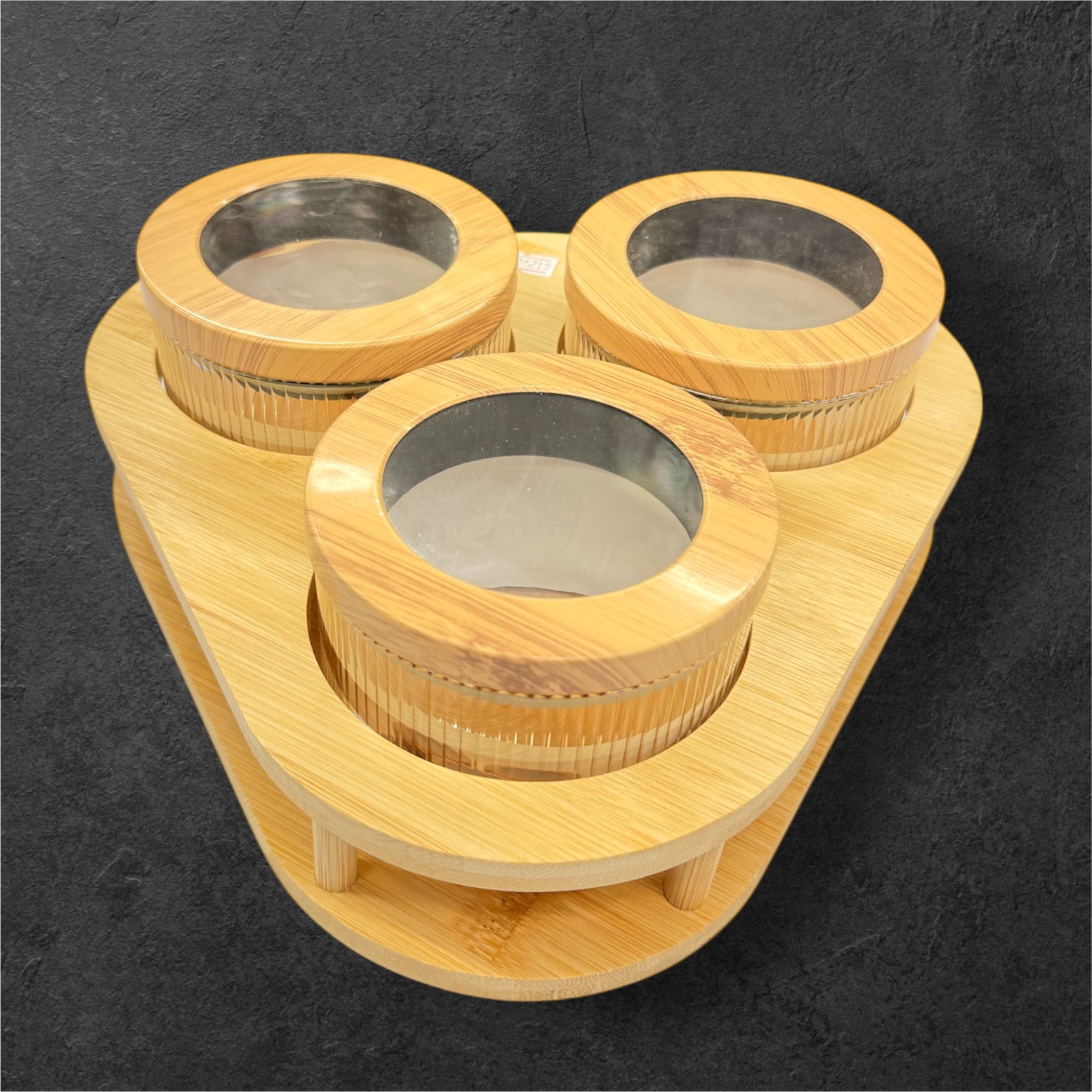 3 pcs glass jar candy triangular