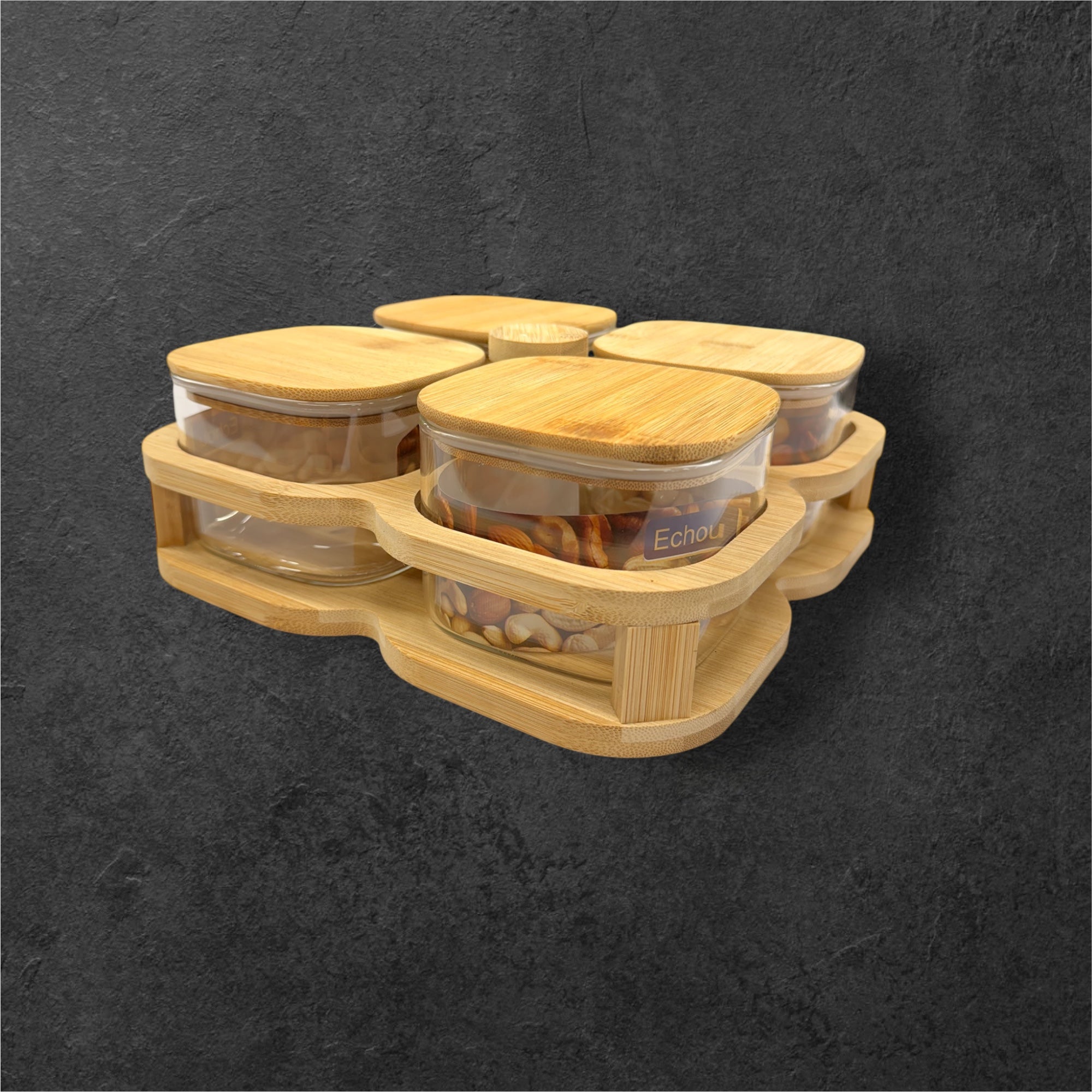 4 pcs glass jar revolving candy 360*