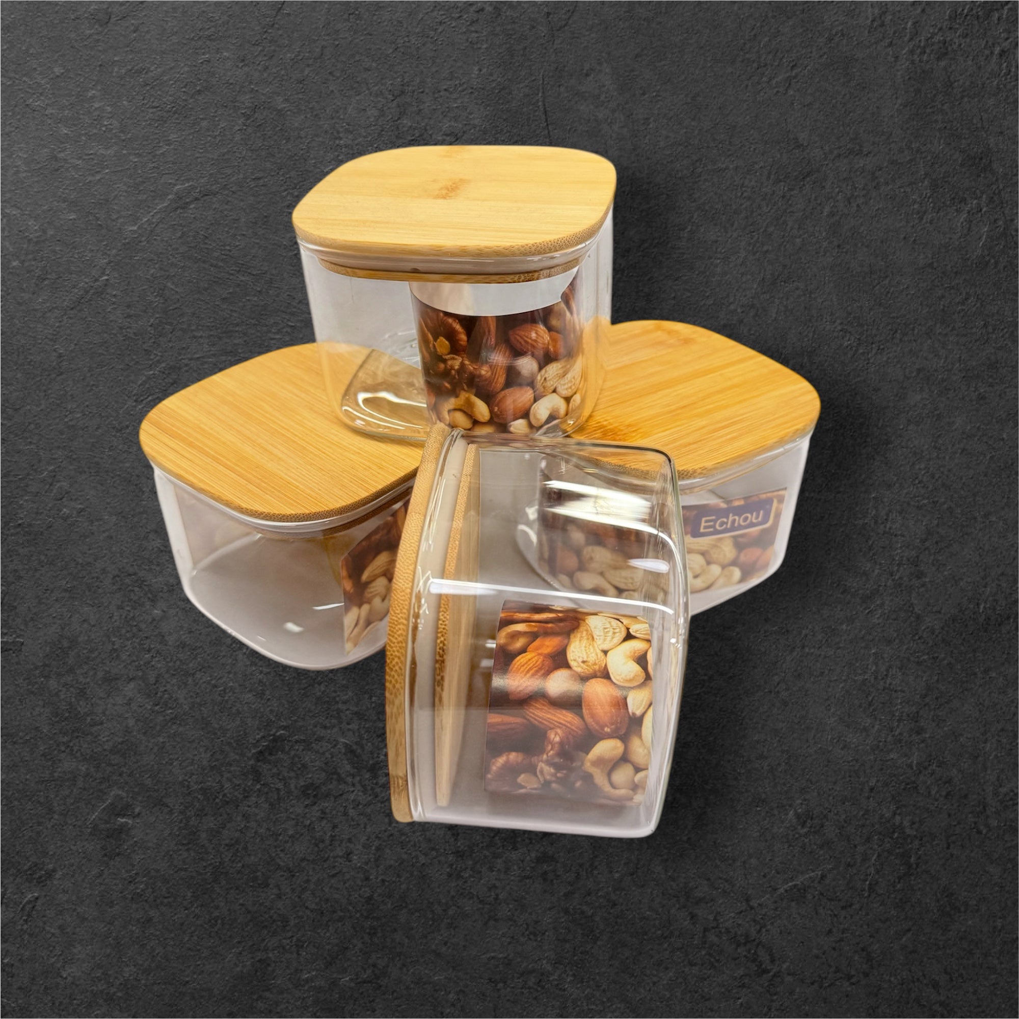 4 pcs glass jar revolving candy 360*