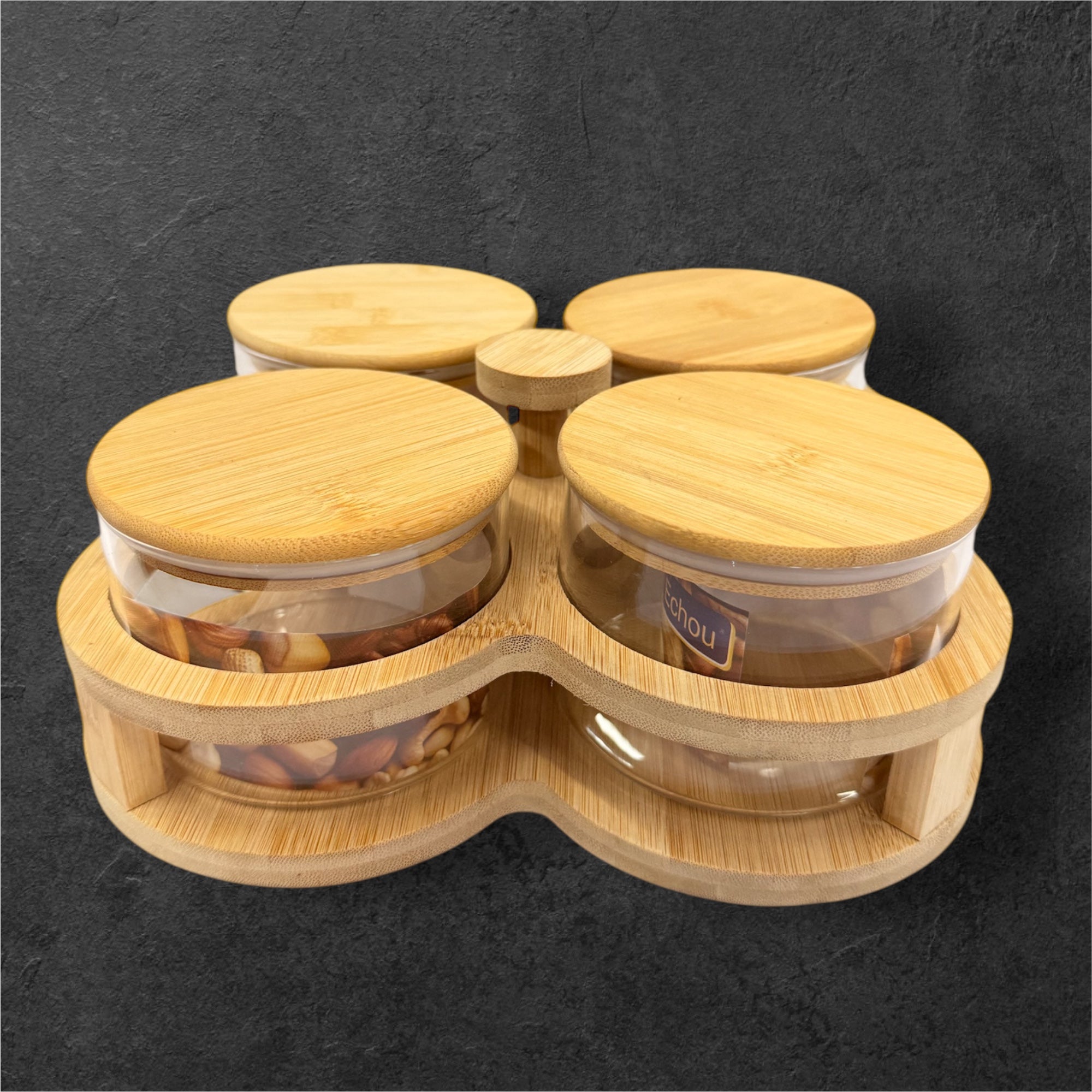 4 pcs glass jar candy revolving 360*