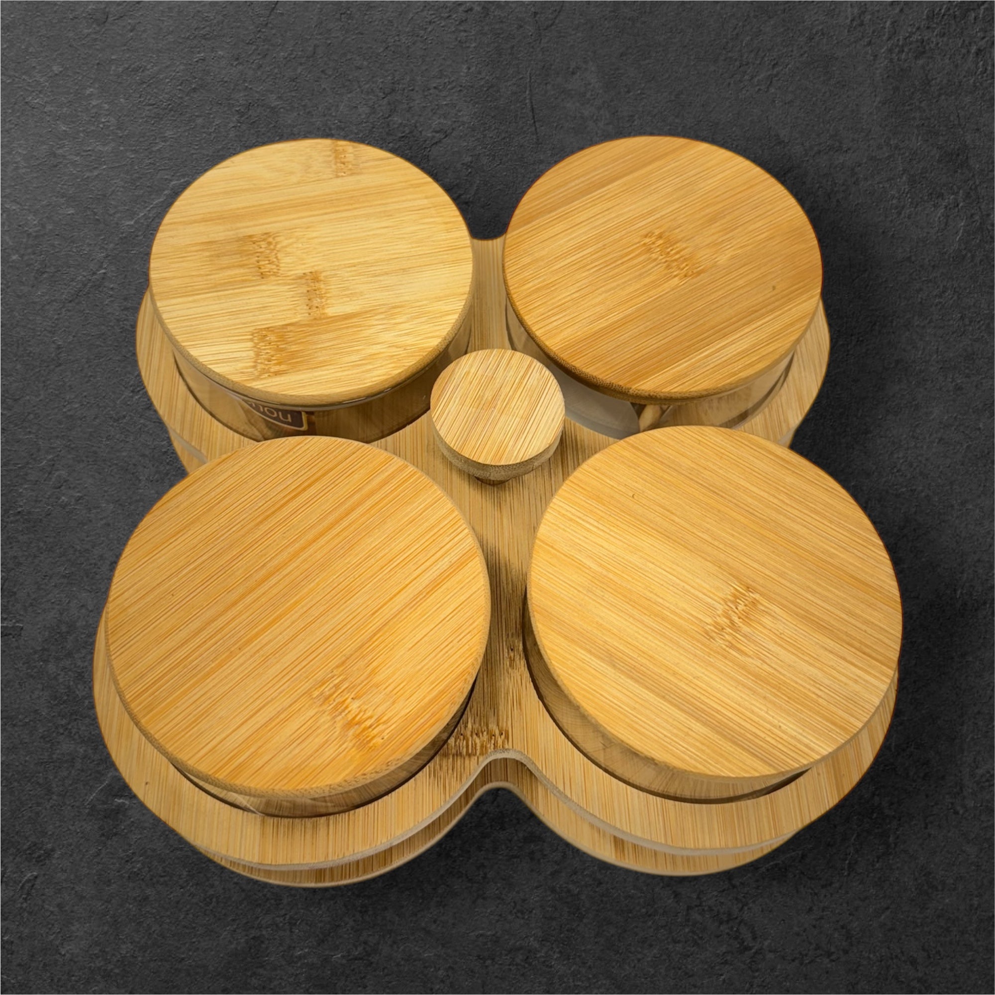 4 pcs glass jar candy revolving 360*
