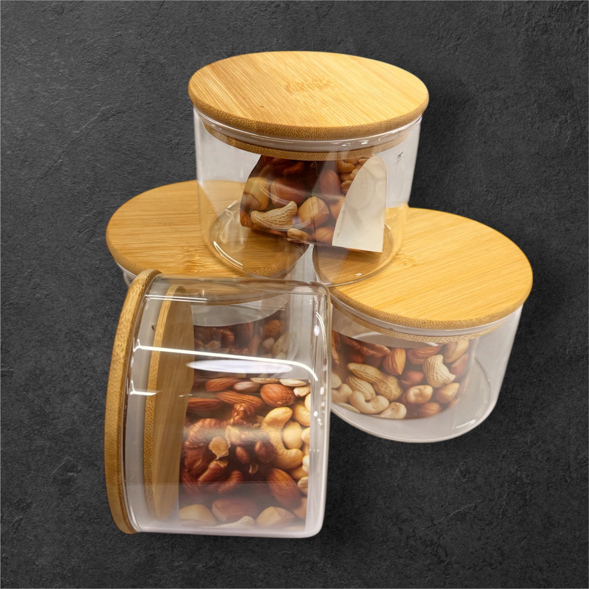 4 pcs glass jar candy revolving 360*