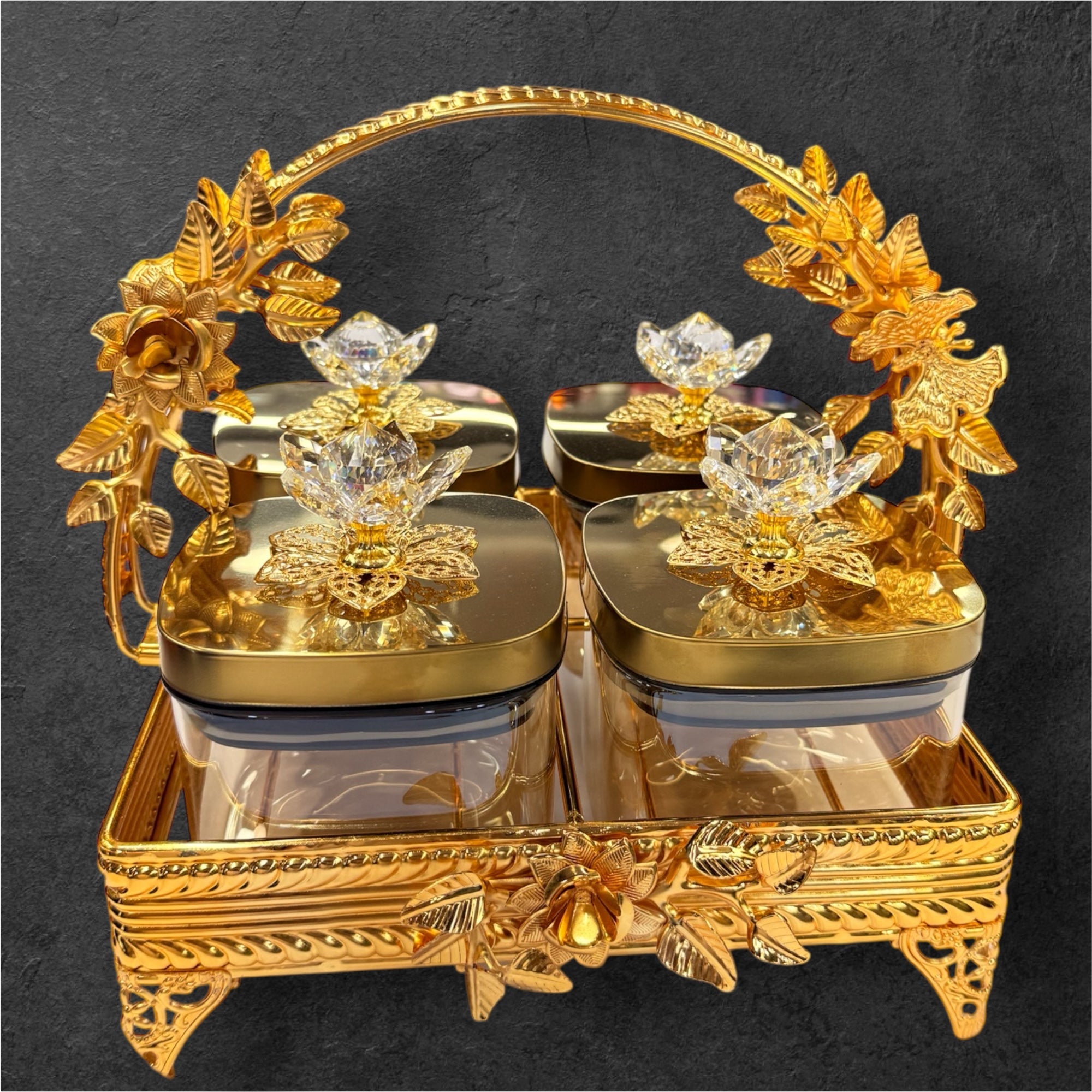 4 pcs glass jar candy with stand