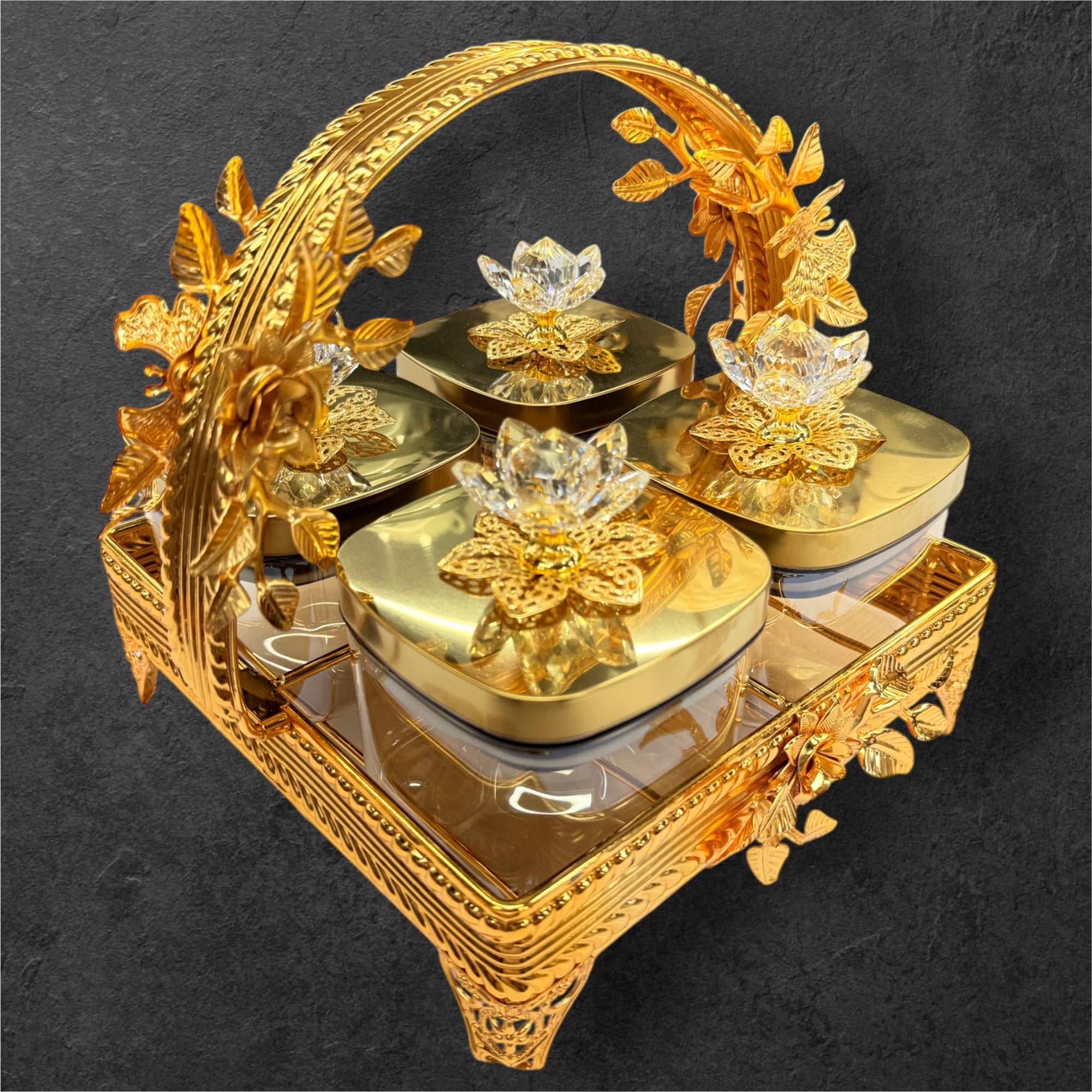 4 pcs glass jar candy with stand