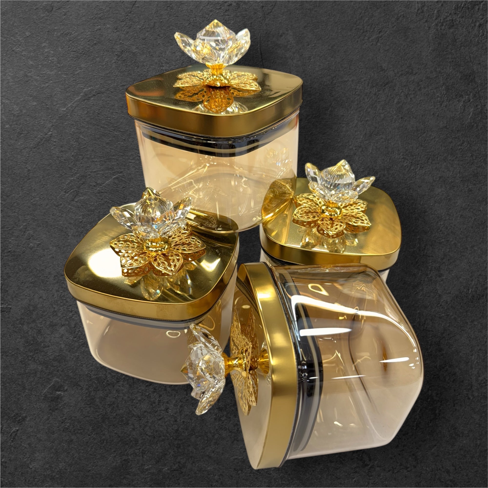 4 pcs glass jar candy with stand