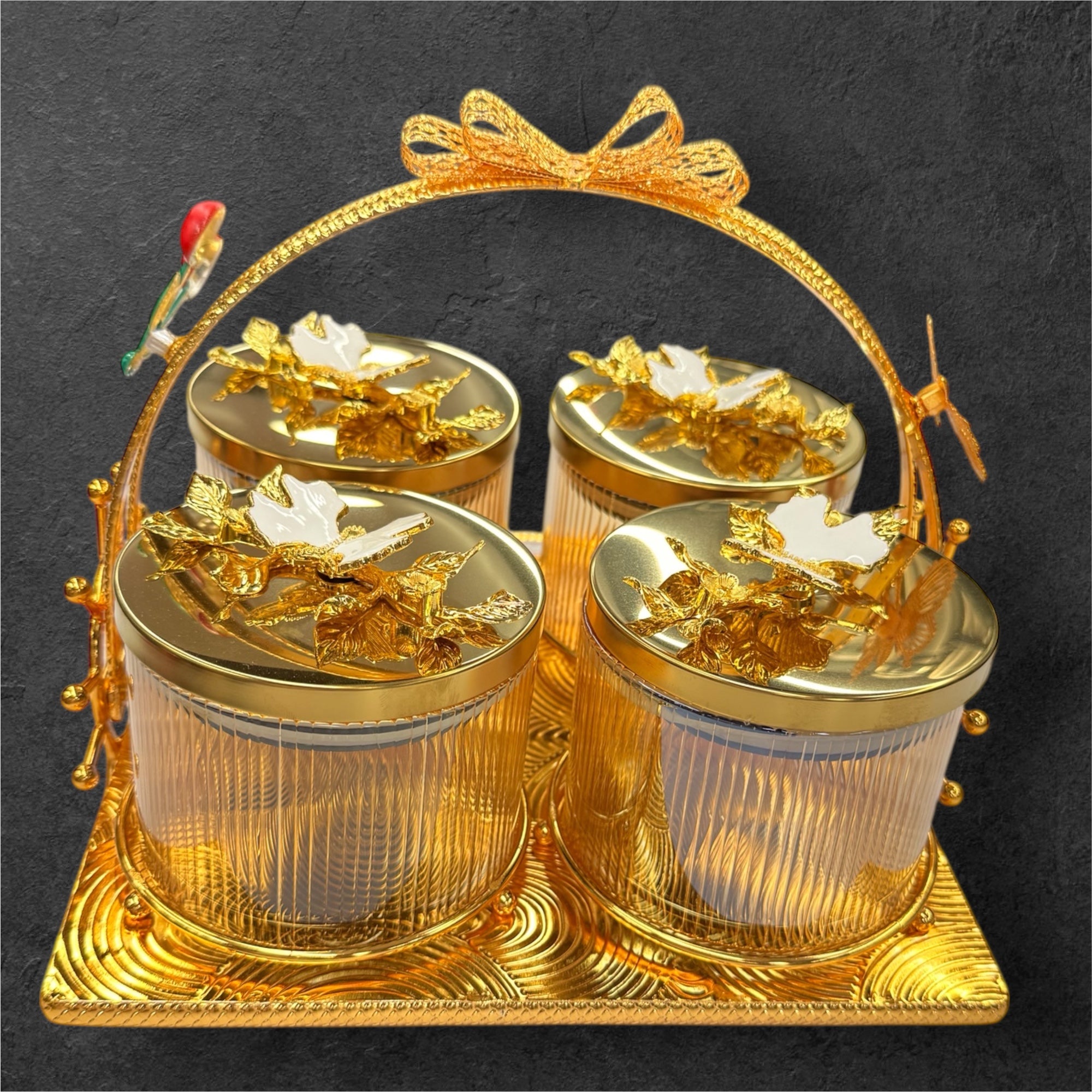 4 pcs glass jar candy with stand
