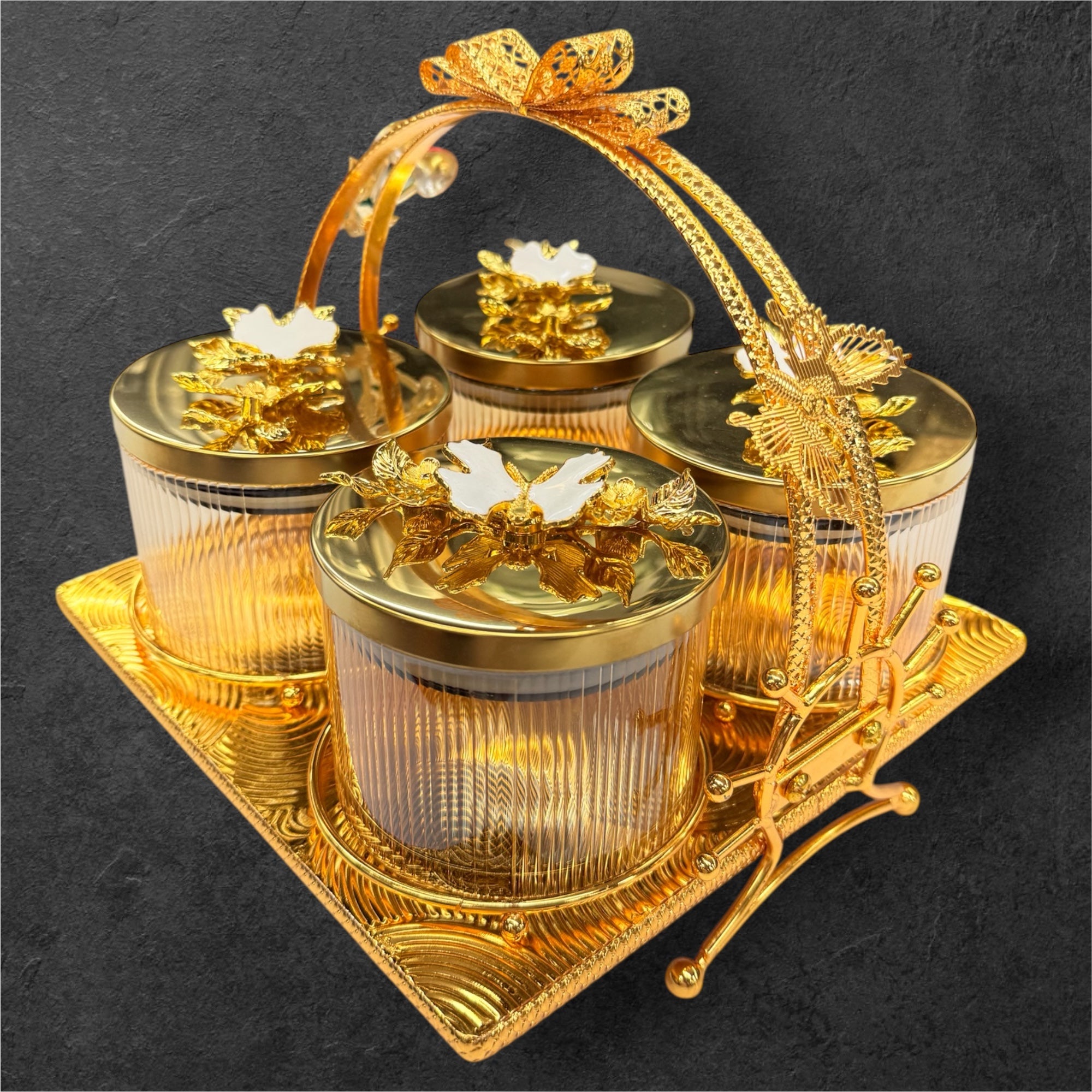 4 pcs glass jar candy with stand