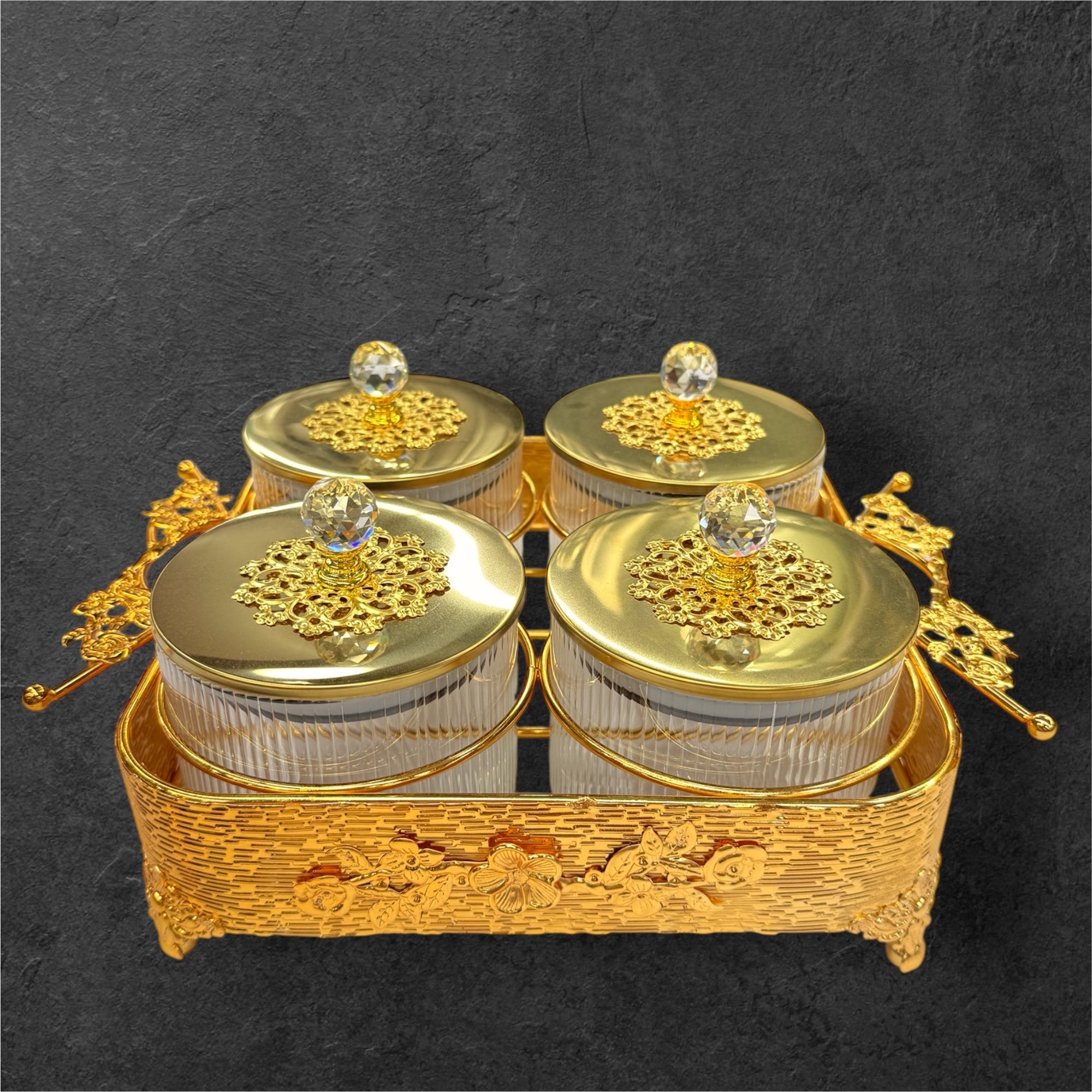 4 pcs glass jar candy with stand