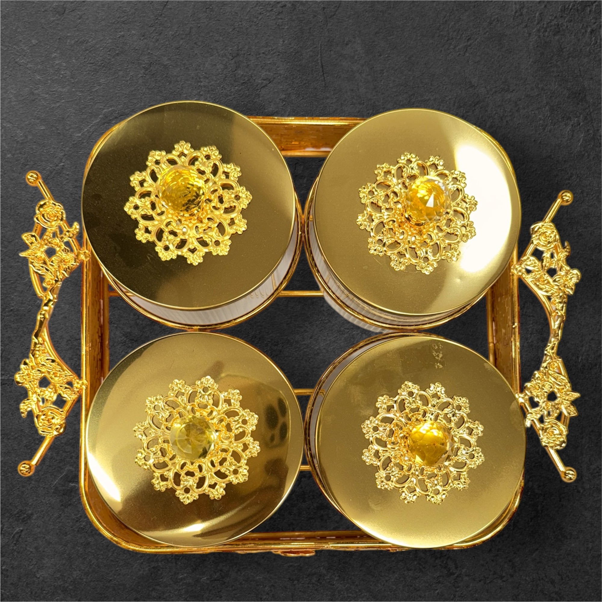 4 pcs glass jar candy with stand
