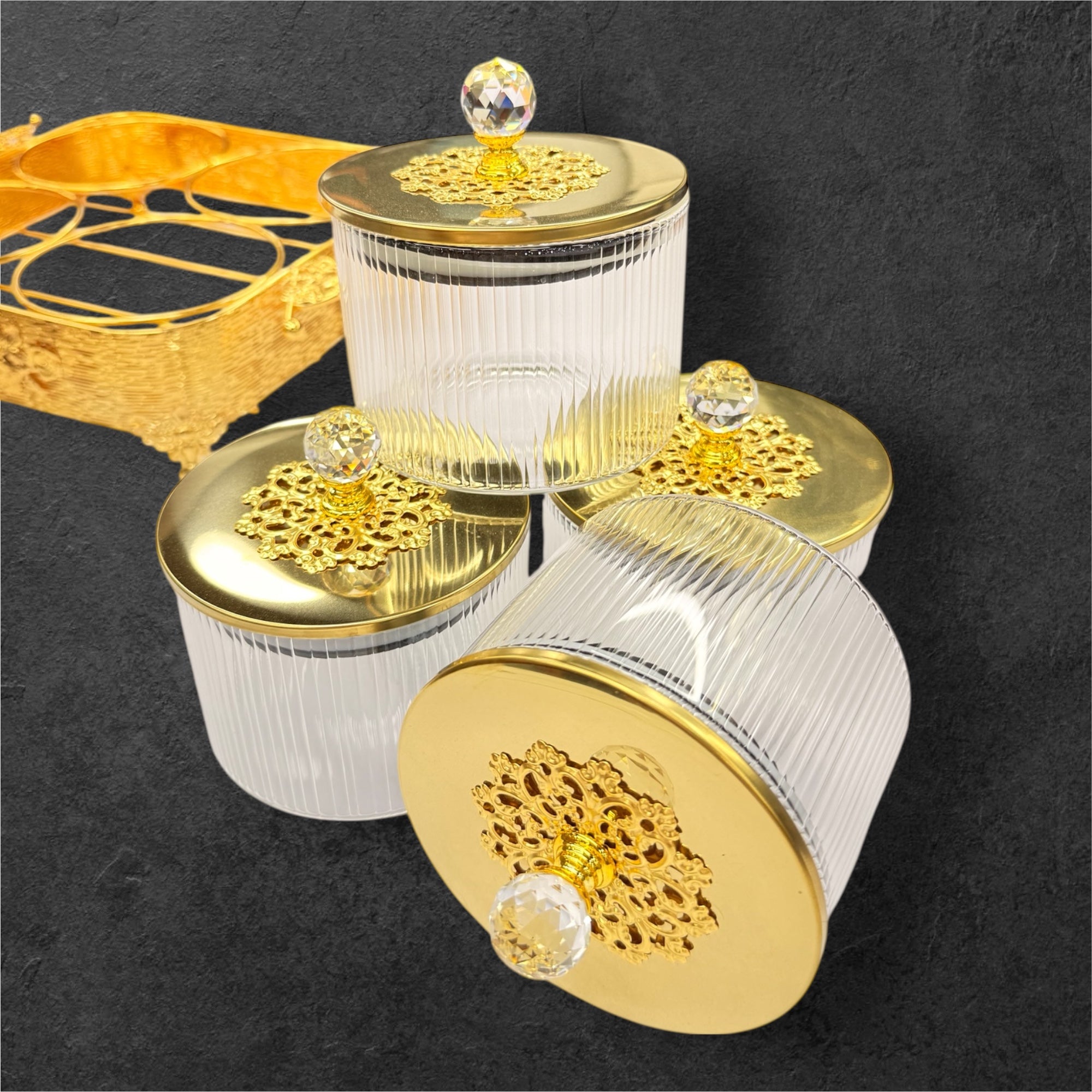 4 pcs glass jar tree candy with stand