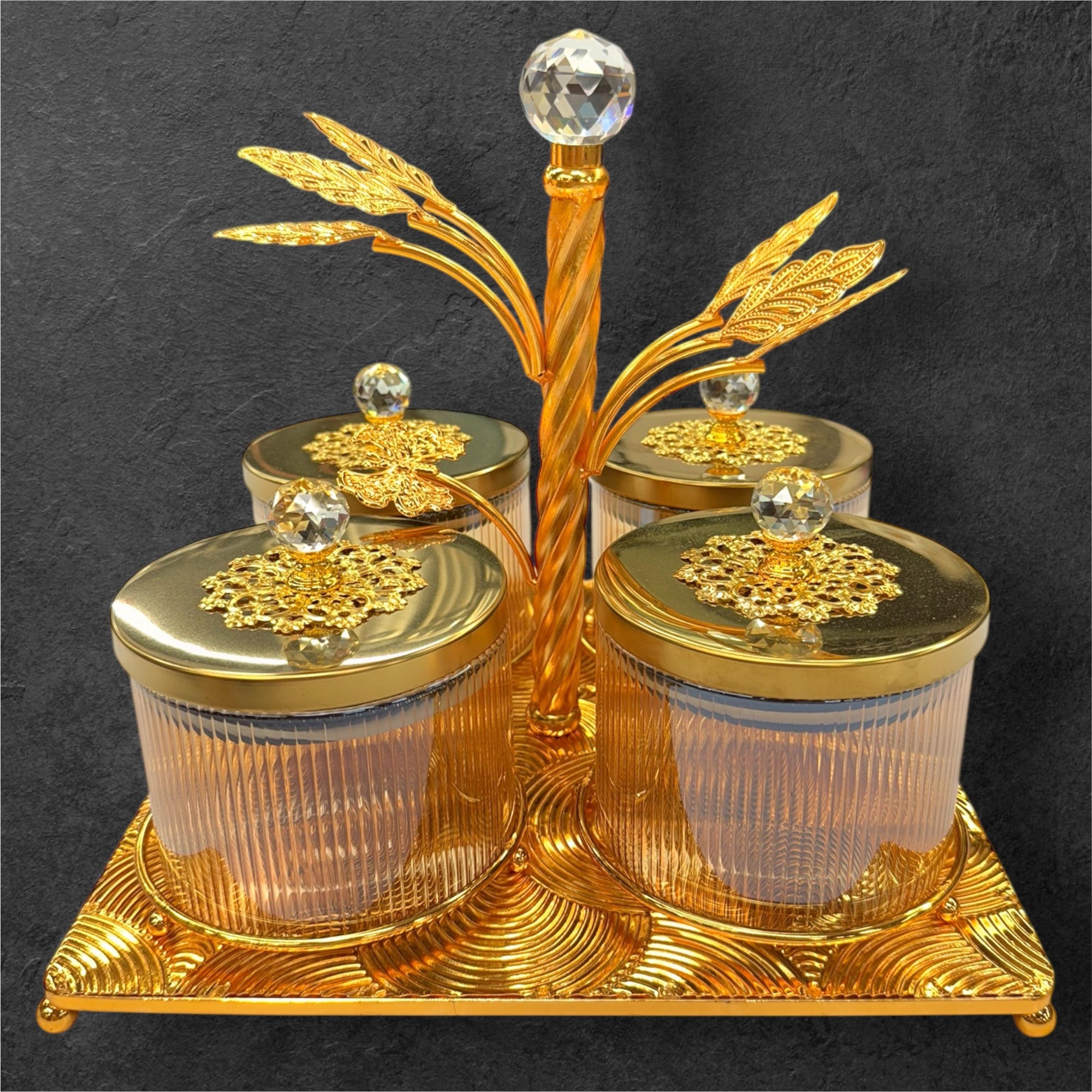 4 pcs glass jar tree candy with stand
