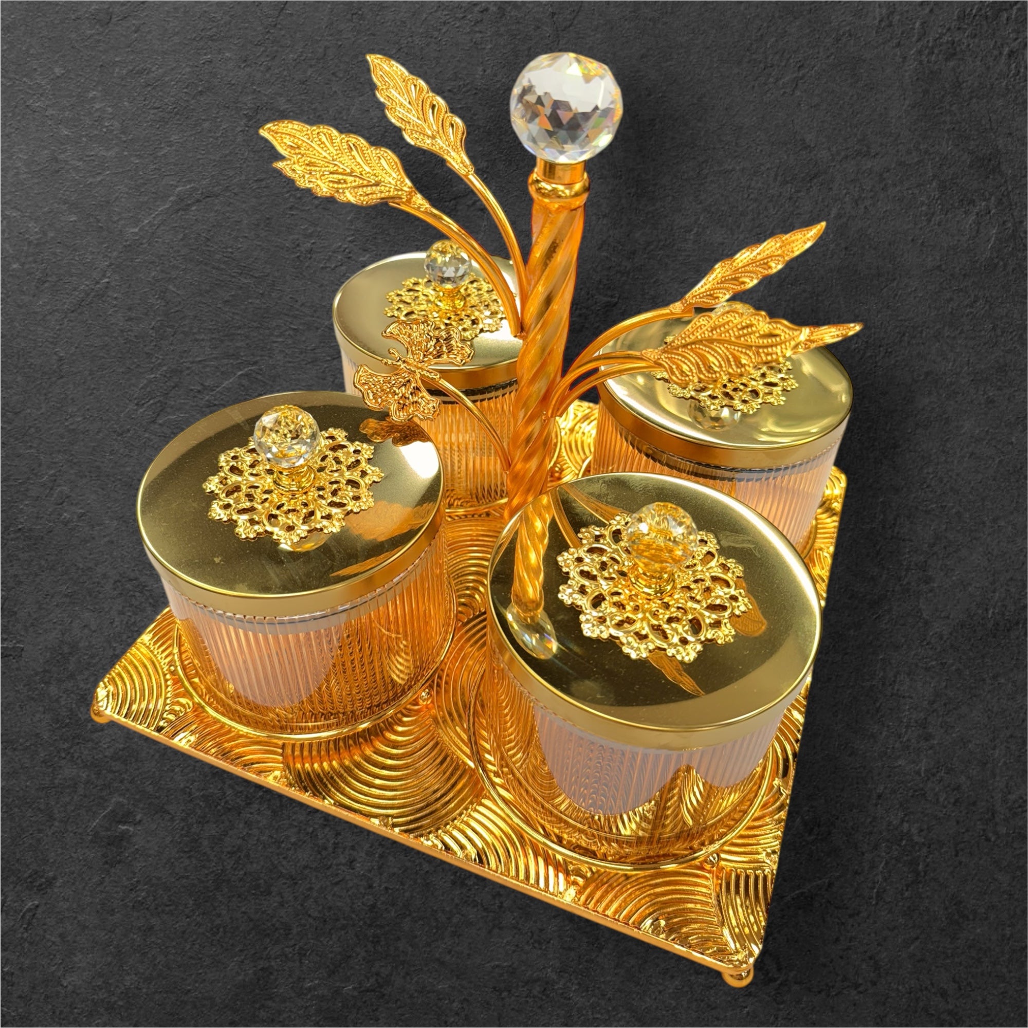 4 pcs glass jar tree candy with stand